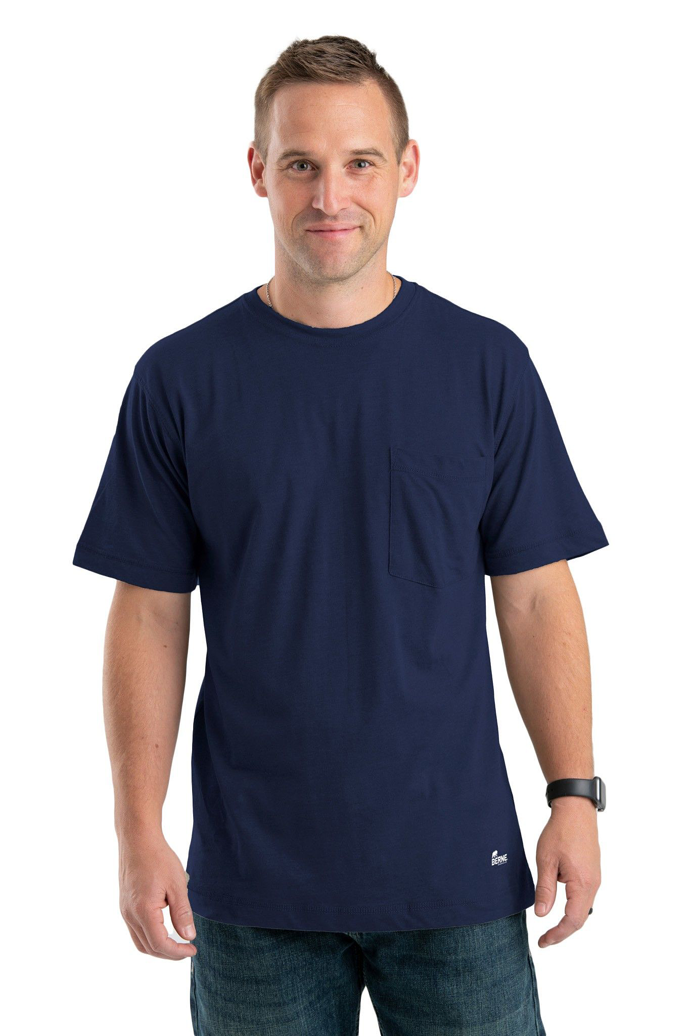 Image of Berne Performance Pocket Short-Sleeve T-Shirt - Navy