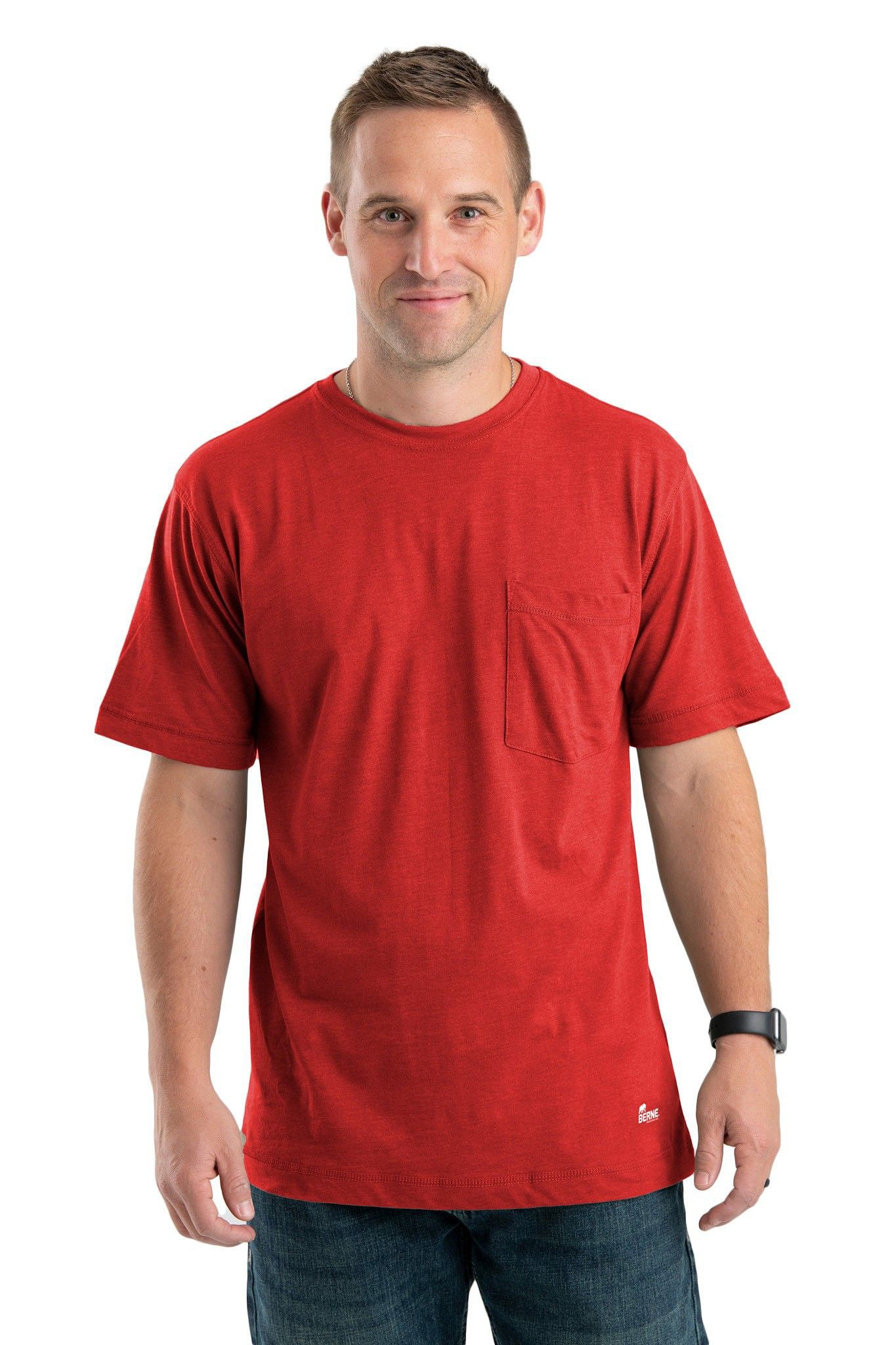 Image of Berne Performance Pocket Short-Sleeve T-Shirt - Deep Red