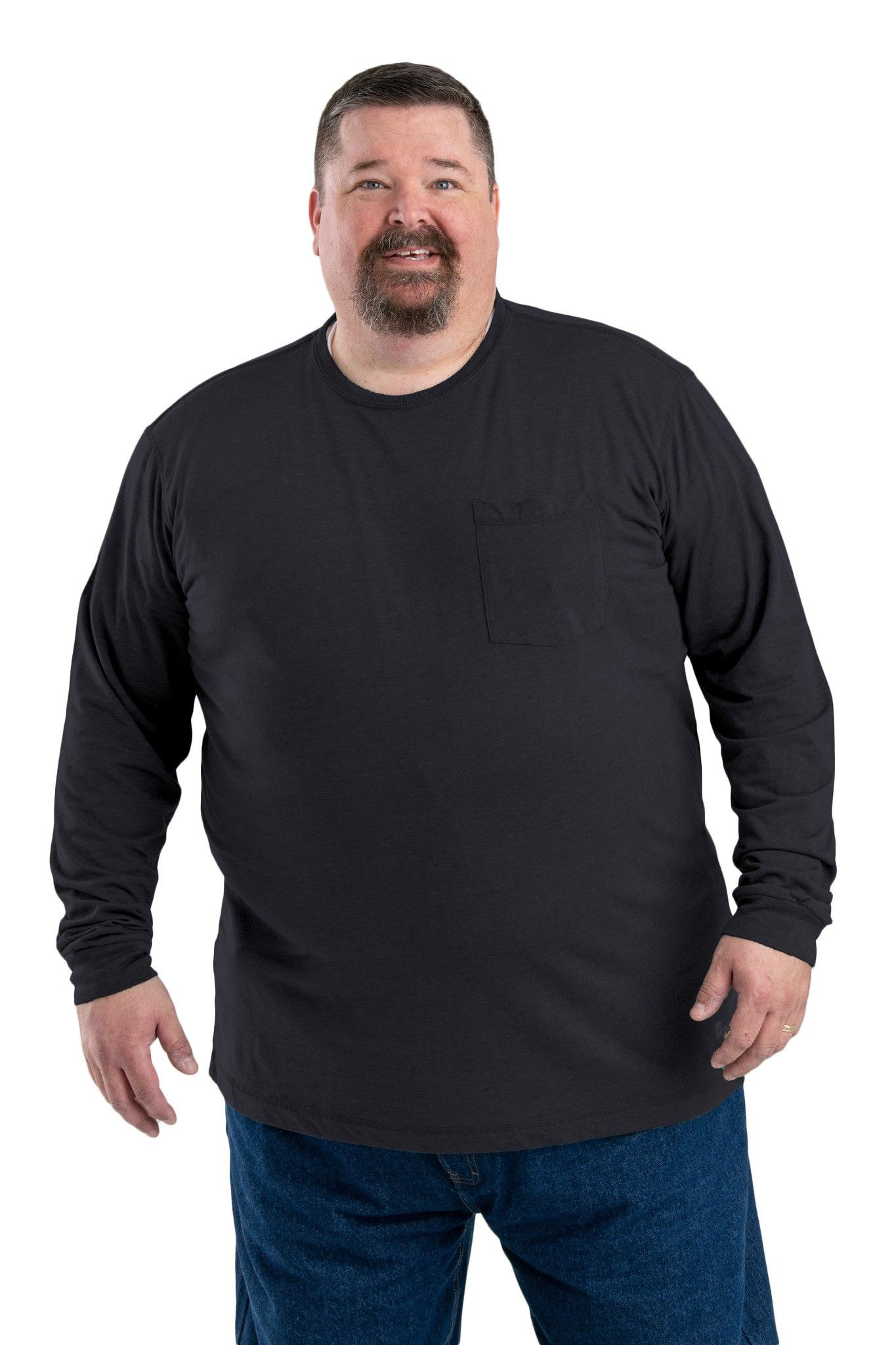 Image of Berne Performance Long-Sleeve Pocket T-Shirt for Men - Black