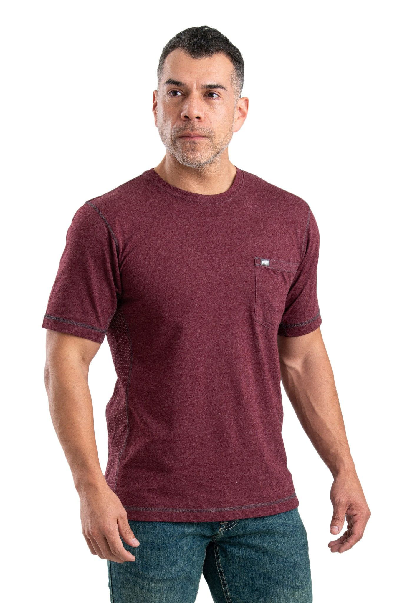 Image of Berne WorkVent Performance Short-Sleeve Pocket T-Shirt for Men - Maroon