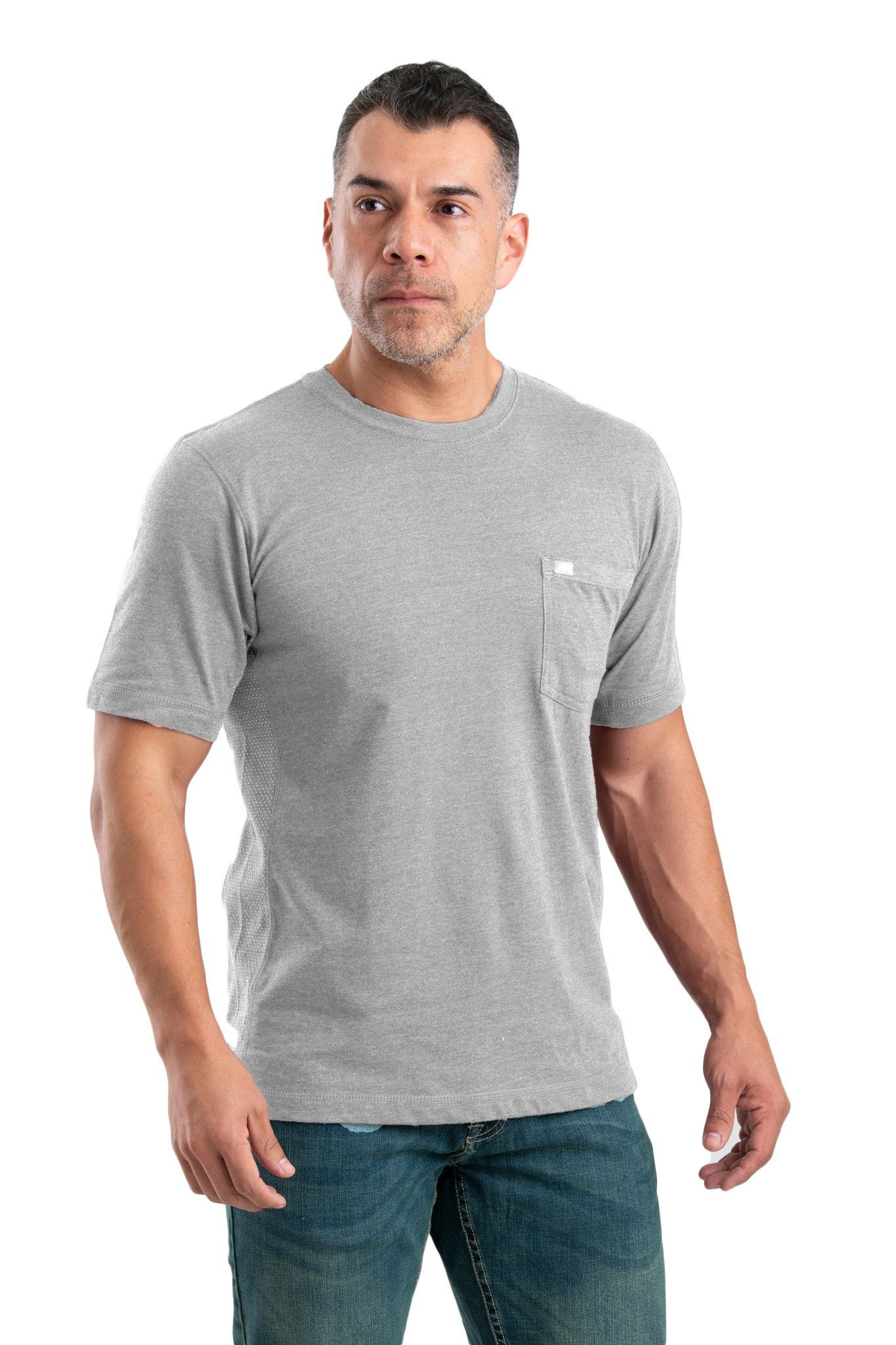 Image of Berne WorkVent Performance Short-Sleeve Pocket T-Shirt for Men - Grey