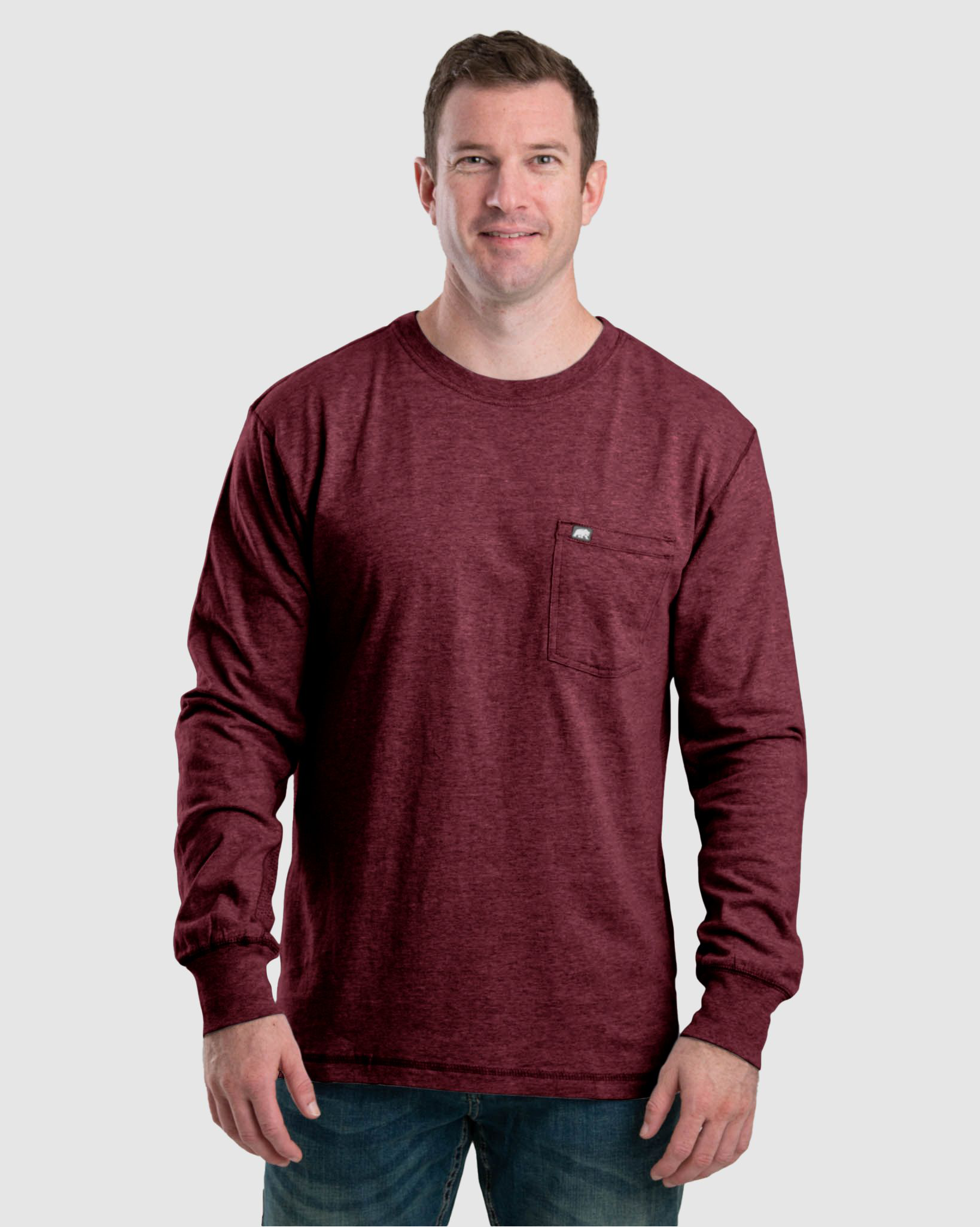Image of Berne WorkVent Performance Long-Sleeve Pocket T-Shirt for Men - Maroon