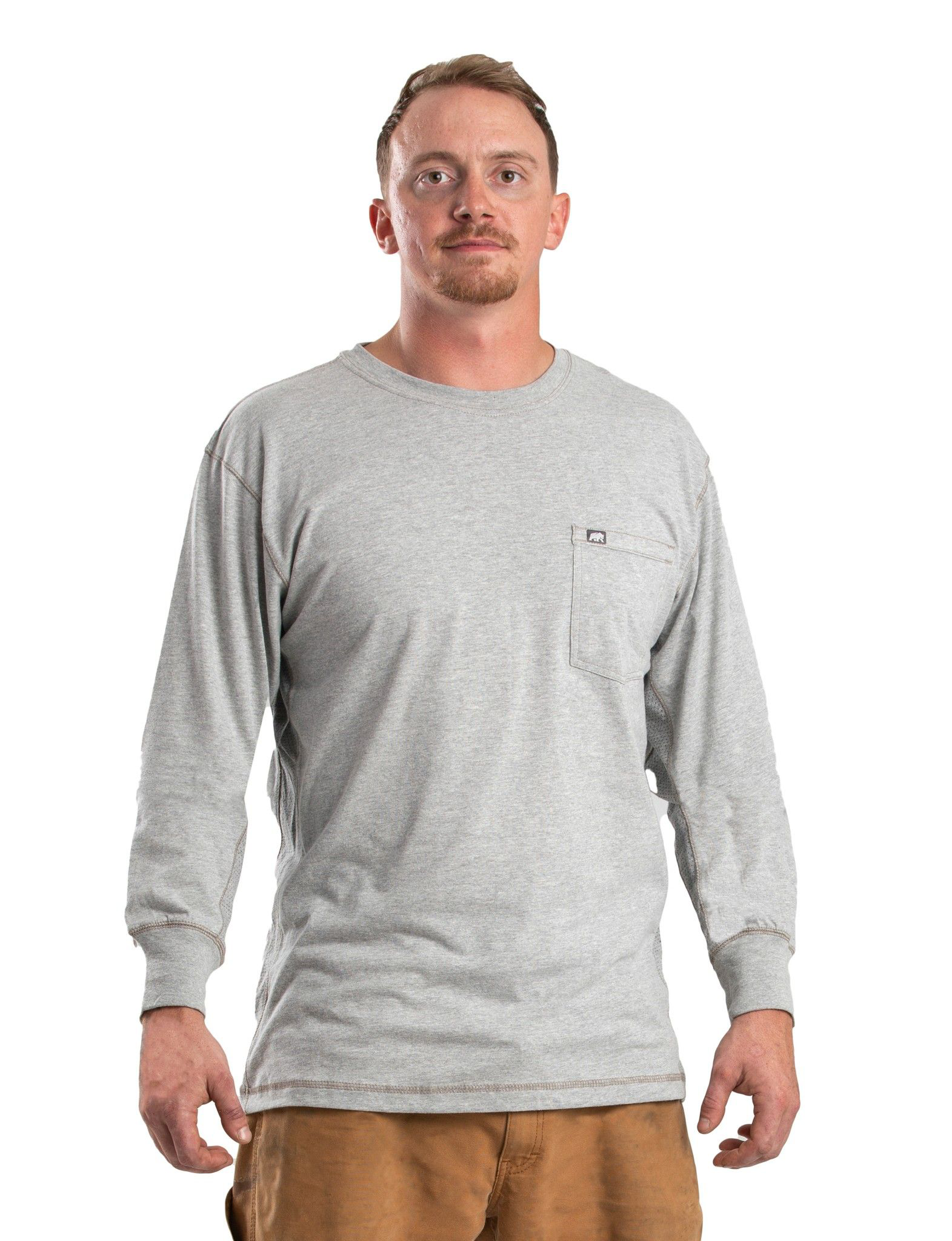 Image of Berne WorkVent Performance Long-Sleeve Pocket T-Shirt for Men - Grey