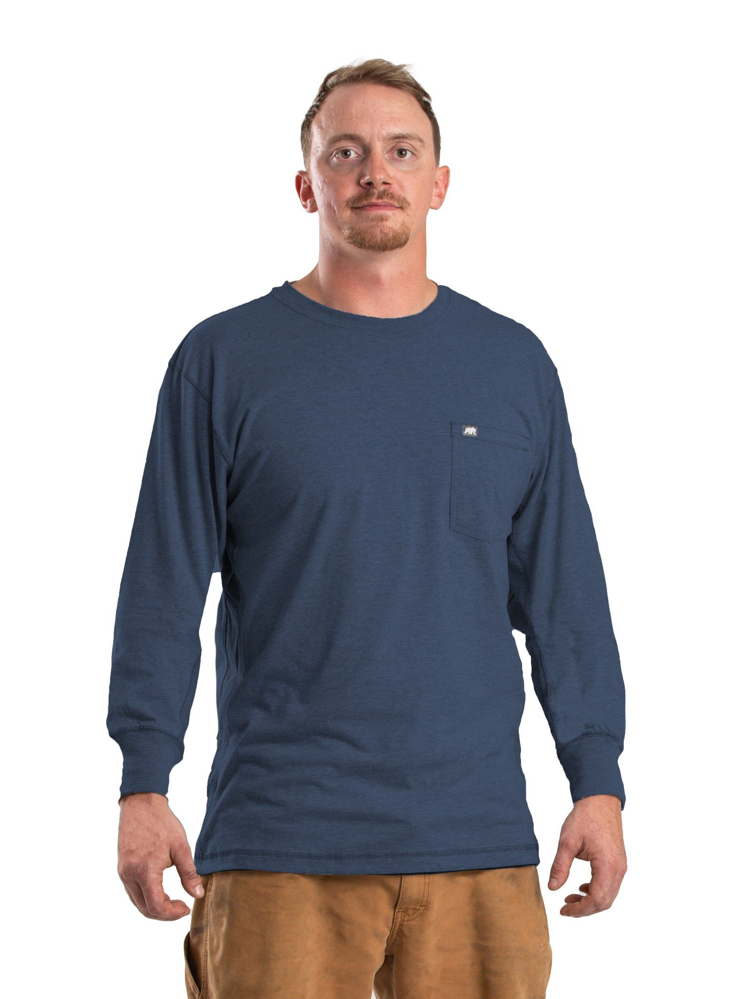 Image of Berne WorkVent Performance Long-Sleeve Pocket T-Shirt for Men - Space Blue