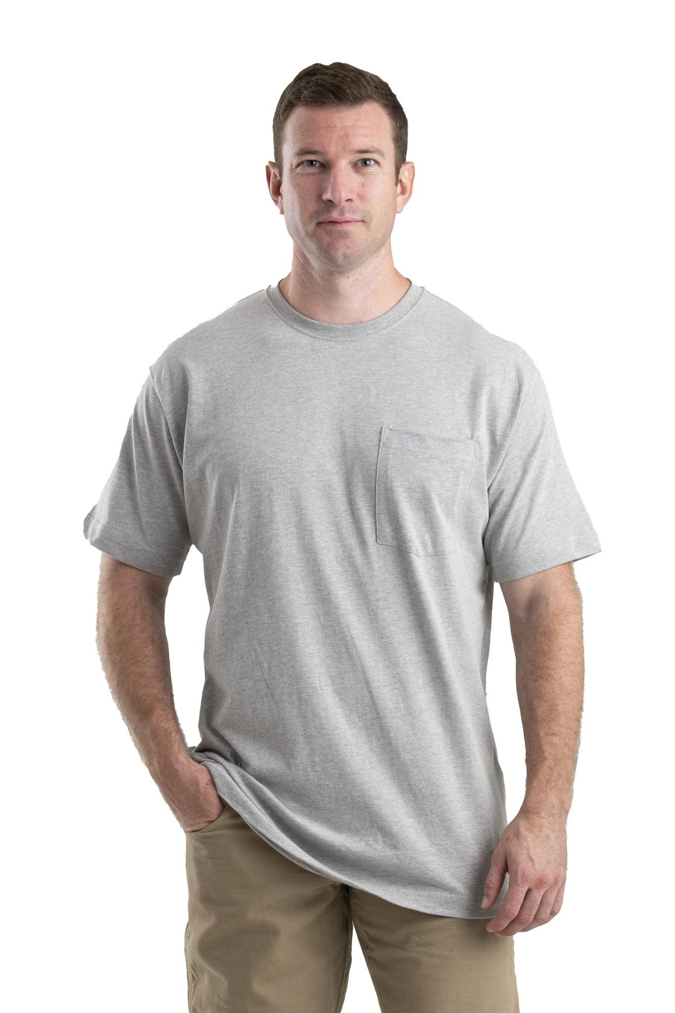 Image of Berne Heavyweight Short-Sleeve Pocket T-Shirt for Men - Grey