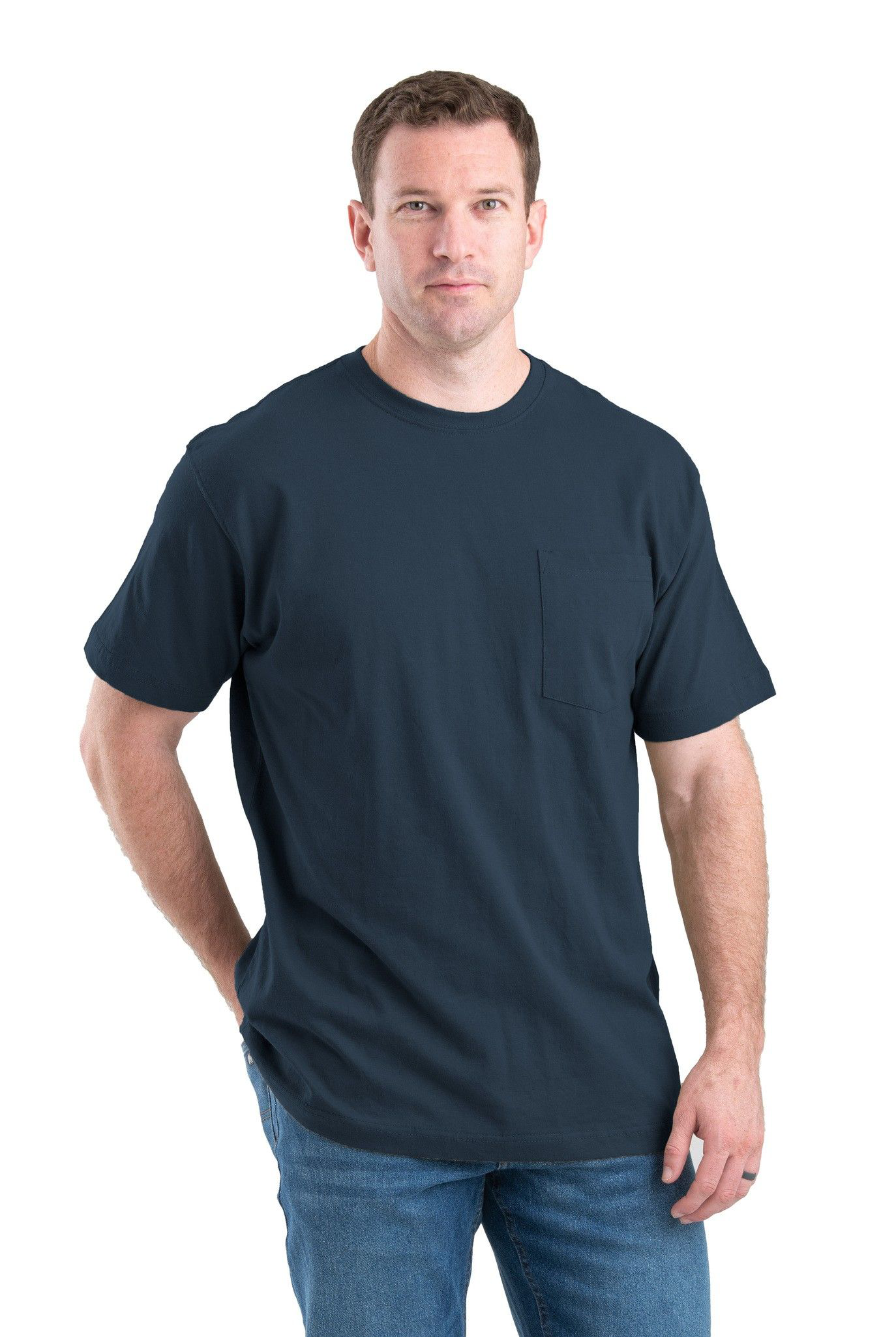 Image of Berne Heavyweight Short-Sleeve Pocket T-Shirt for Men - Royal Blue