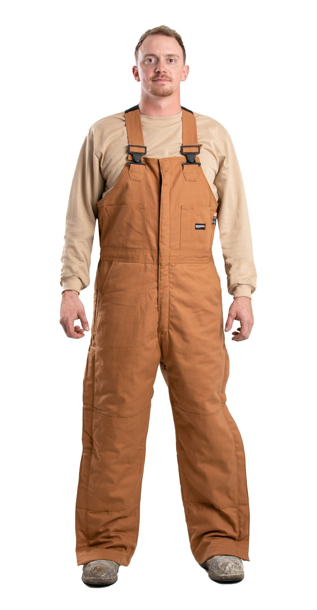 Image of Berne Flame-Resistant Duck Bib Overalls - Brown Duck - XL - Short