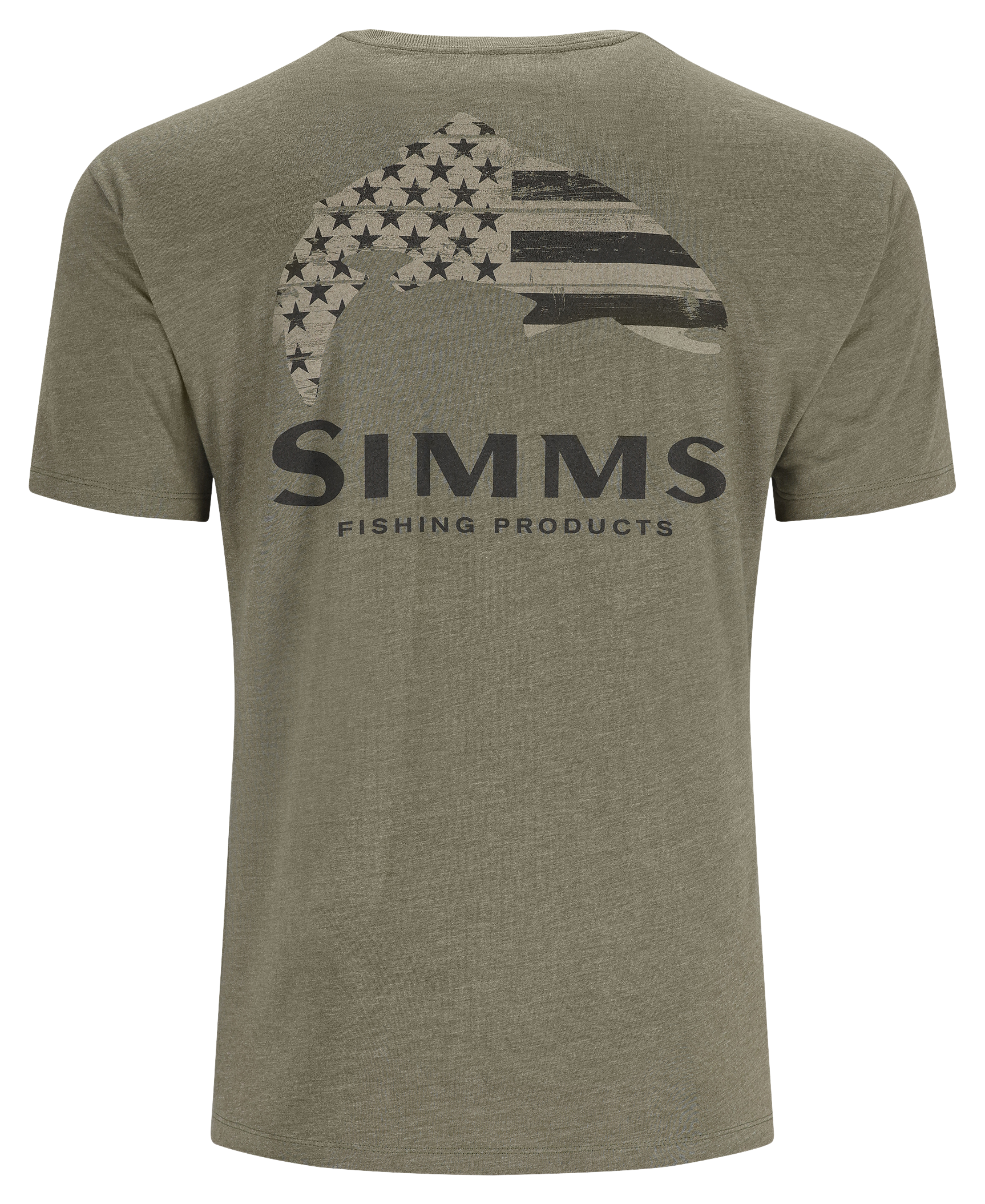 Simms Men's Wooden Flag Trout T-Shirt Military Heather / L