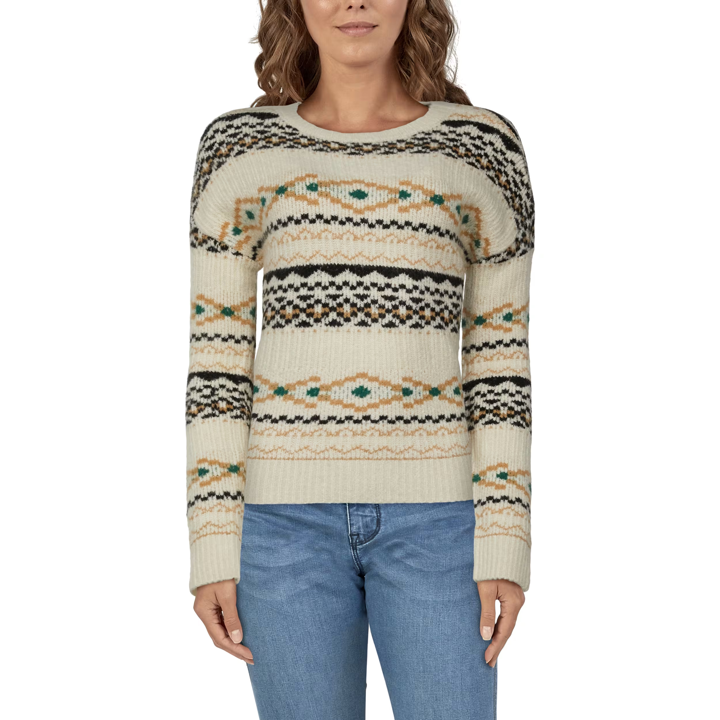 NATURAL REFLECTIONS Fair Isle Crew-Neck Long-Sleeve Sweater