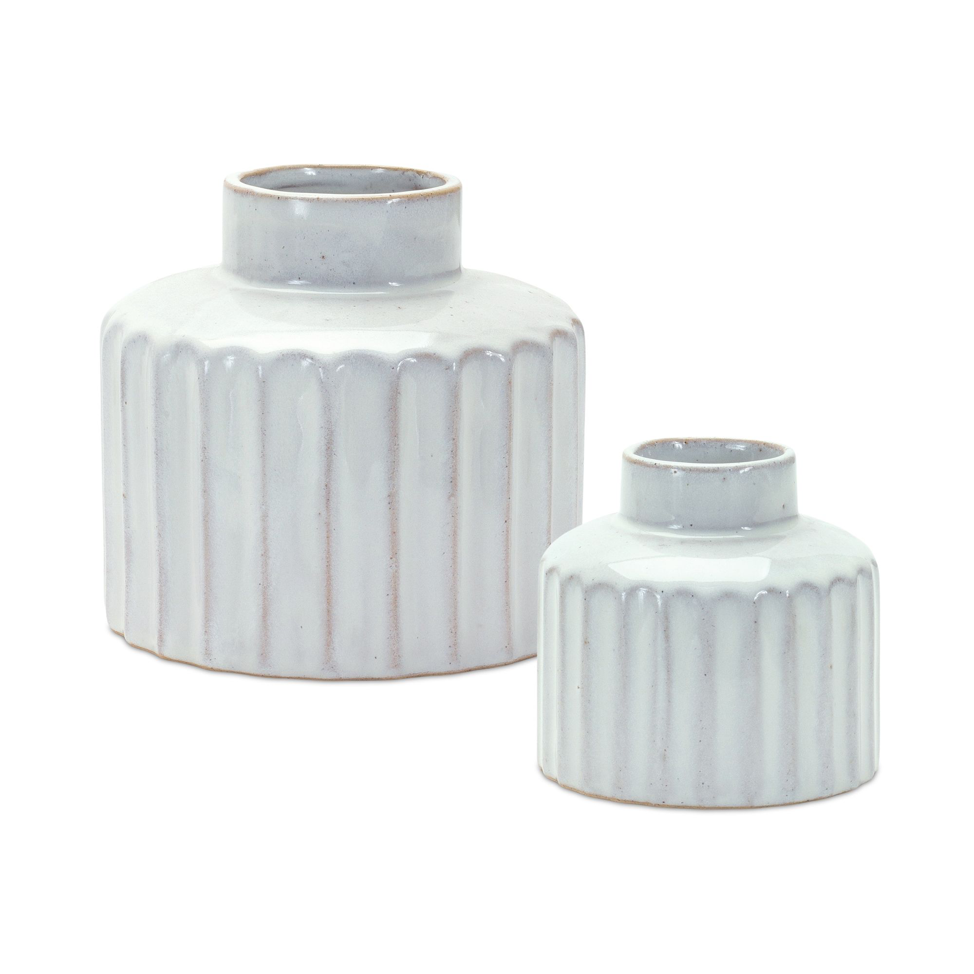 Image of Melrose International Porcelain Ribbed Vases