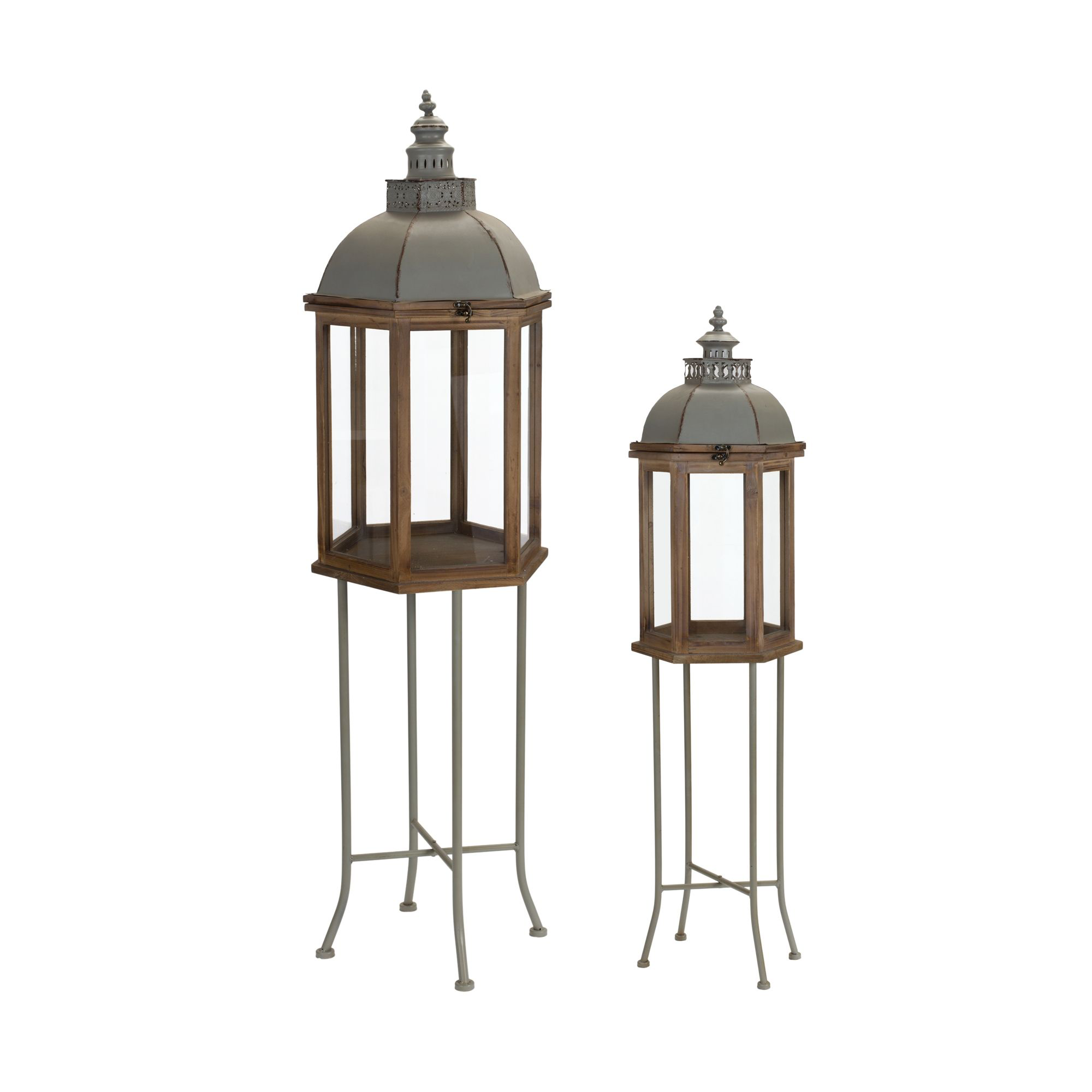 Image of Melrose International Lanterns on Stands Set of 2