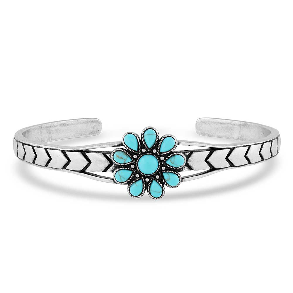 Image of Montana Silversmiths Blue Sunflower Turquoise Cuff Bracelet