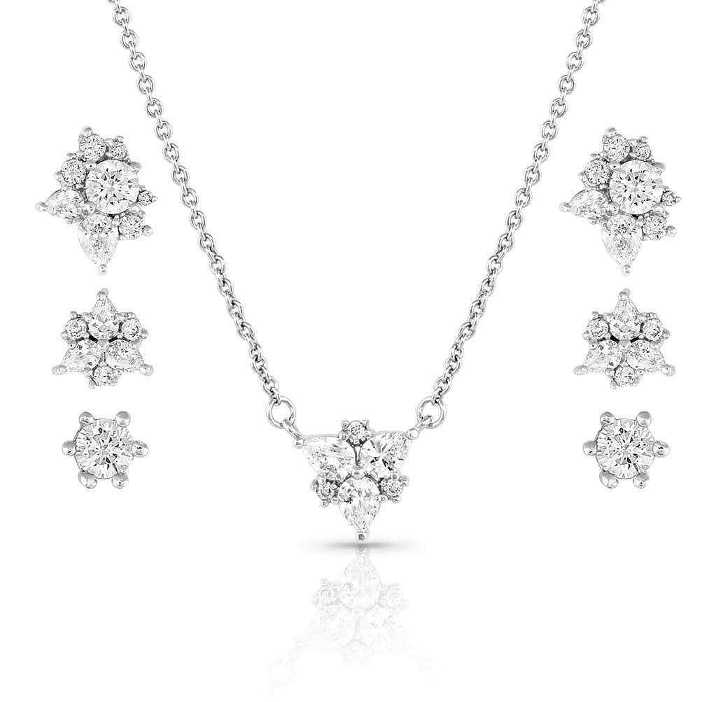 Image of Montana Silversmiths Triple Play Crystal Necklace and Earrings Jewelry Set