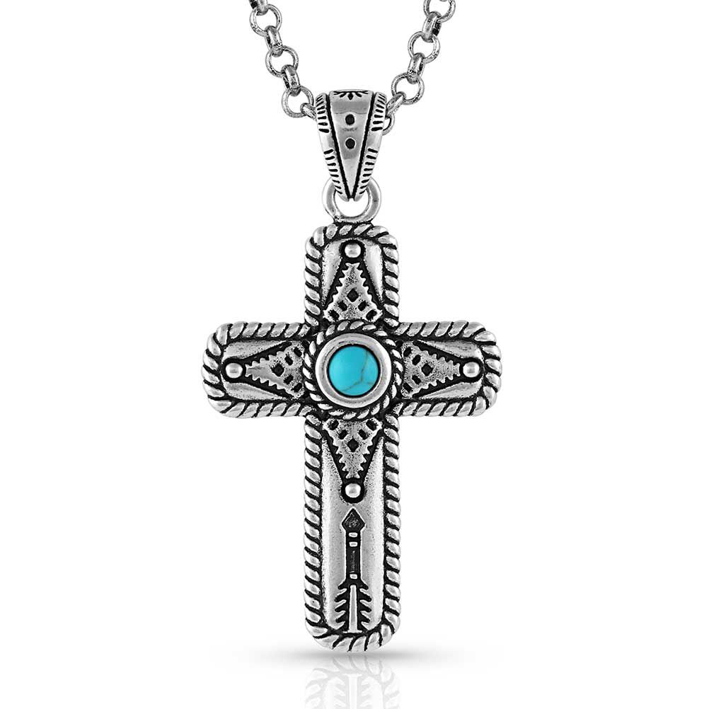 Image of Montana Silversmiths Faith on Point Turquoise Cross Necklace