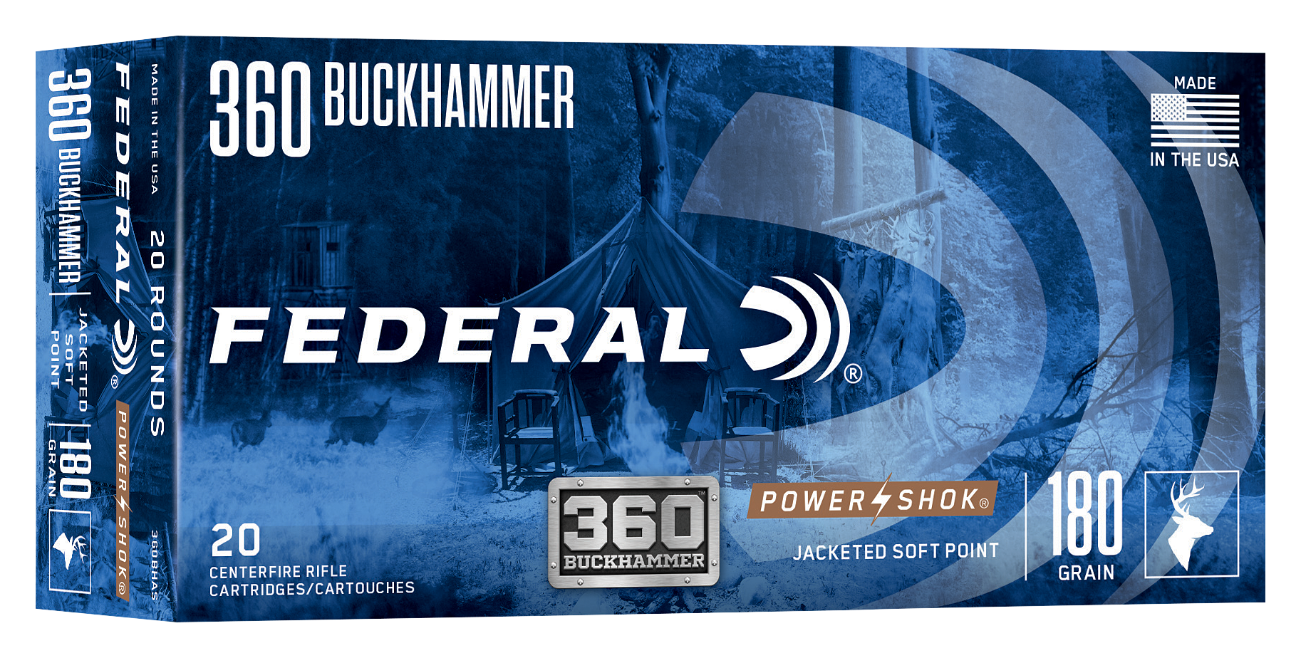 Federal Premium .360 Buckhammer 180 Grain Power-Shok Centerfire Rifle Ammo