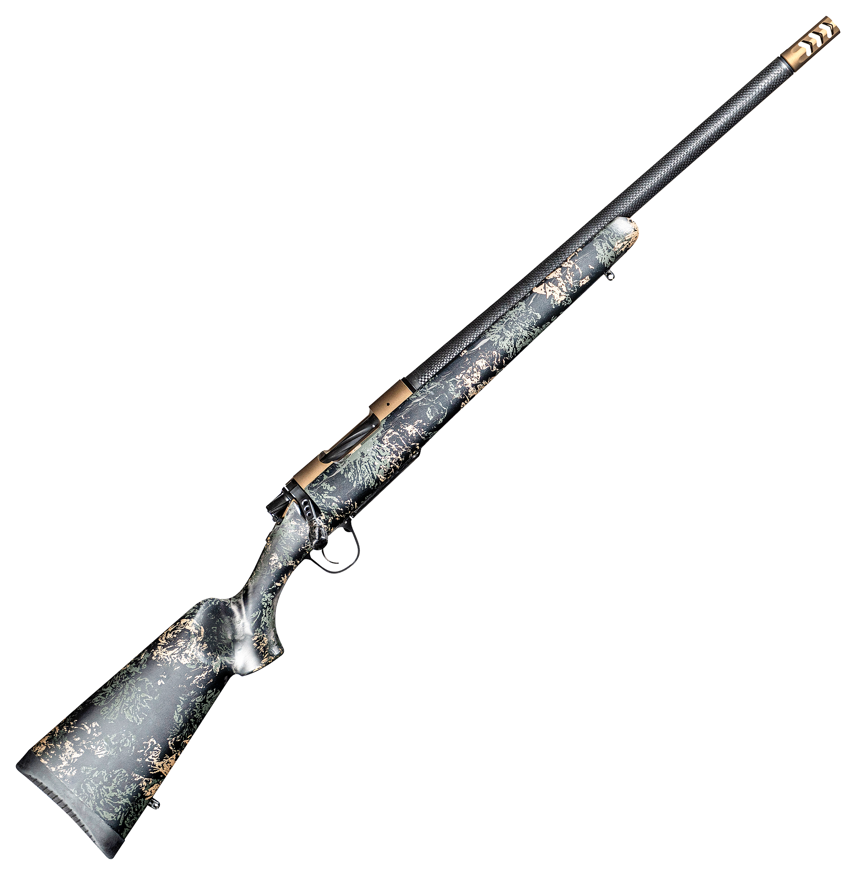 Image of Christensen Arms Ridgeline FFT Bolt-Action Rifle - .30-06 Springfield - Burnt Bronze Cerakote - Carbon w/Green and Tan - 3