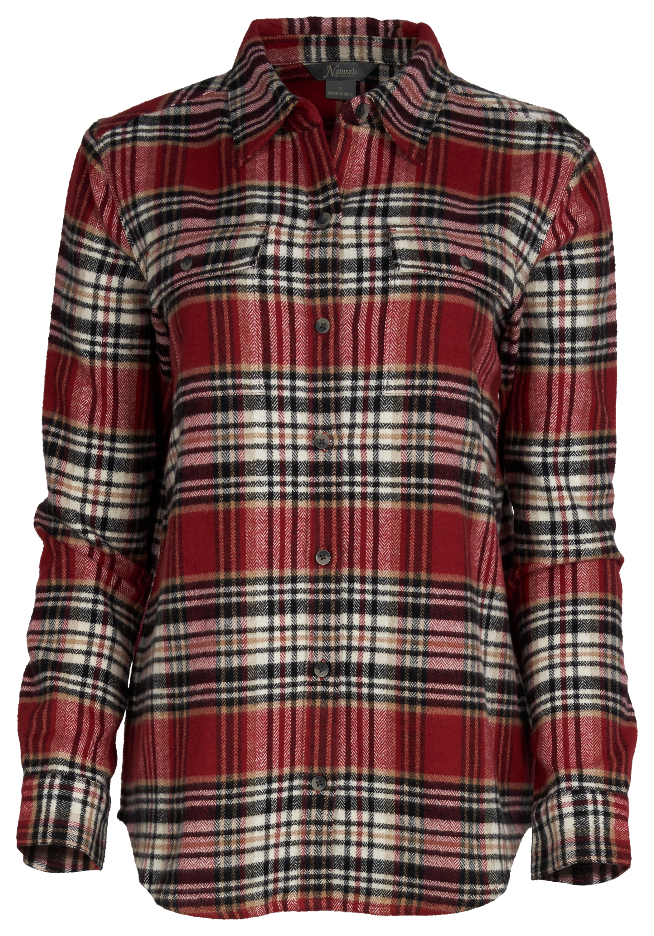 Image of Natural Reflections Brushed Long-Sleeve Flannel Shirt - Biking Red Plaid - 2X