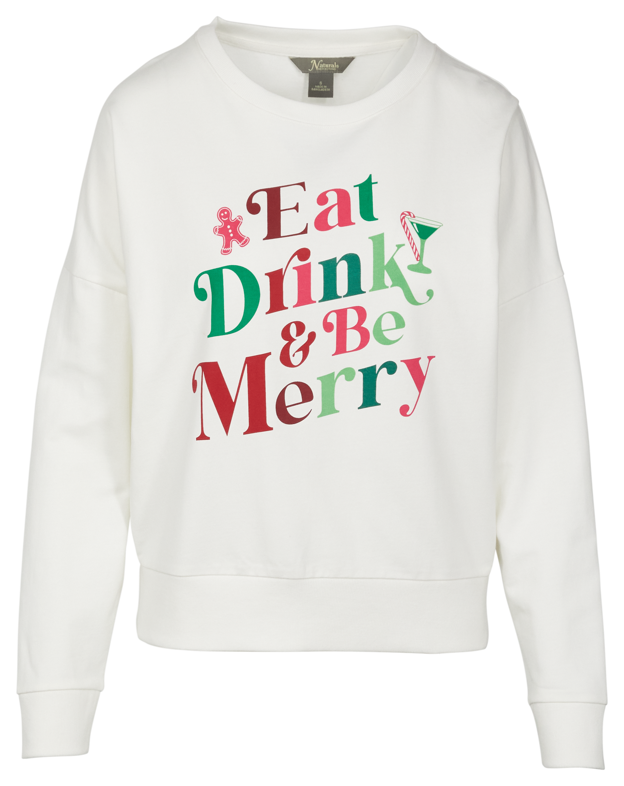 Image of Natural Reflections Eat Drink and Be Merry Long-Sleeve Sweatshirt - Blanc De Blanc