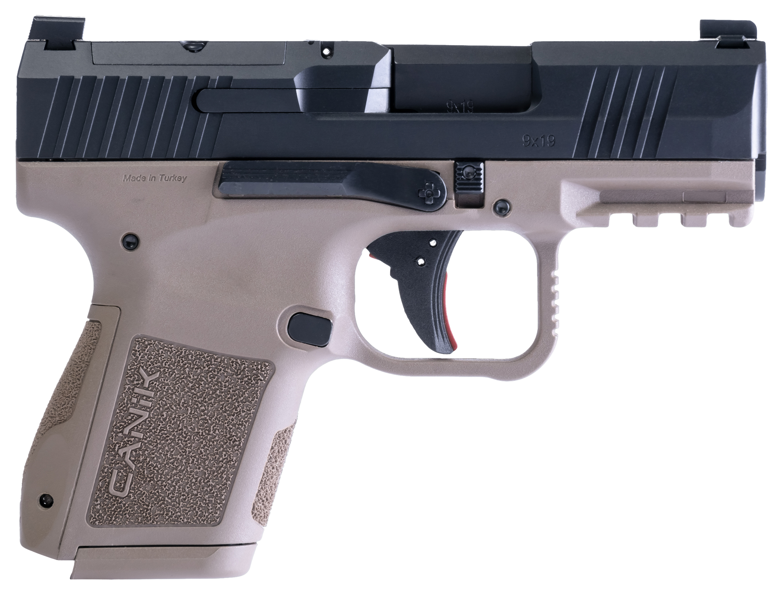CANiK Mete MC9 Semi-Auto Pistol - Ambidextrous - Cerakote over Nitride - Black/FDE - 15 + 1