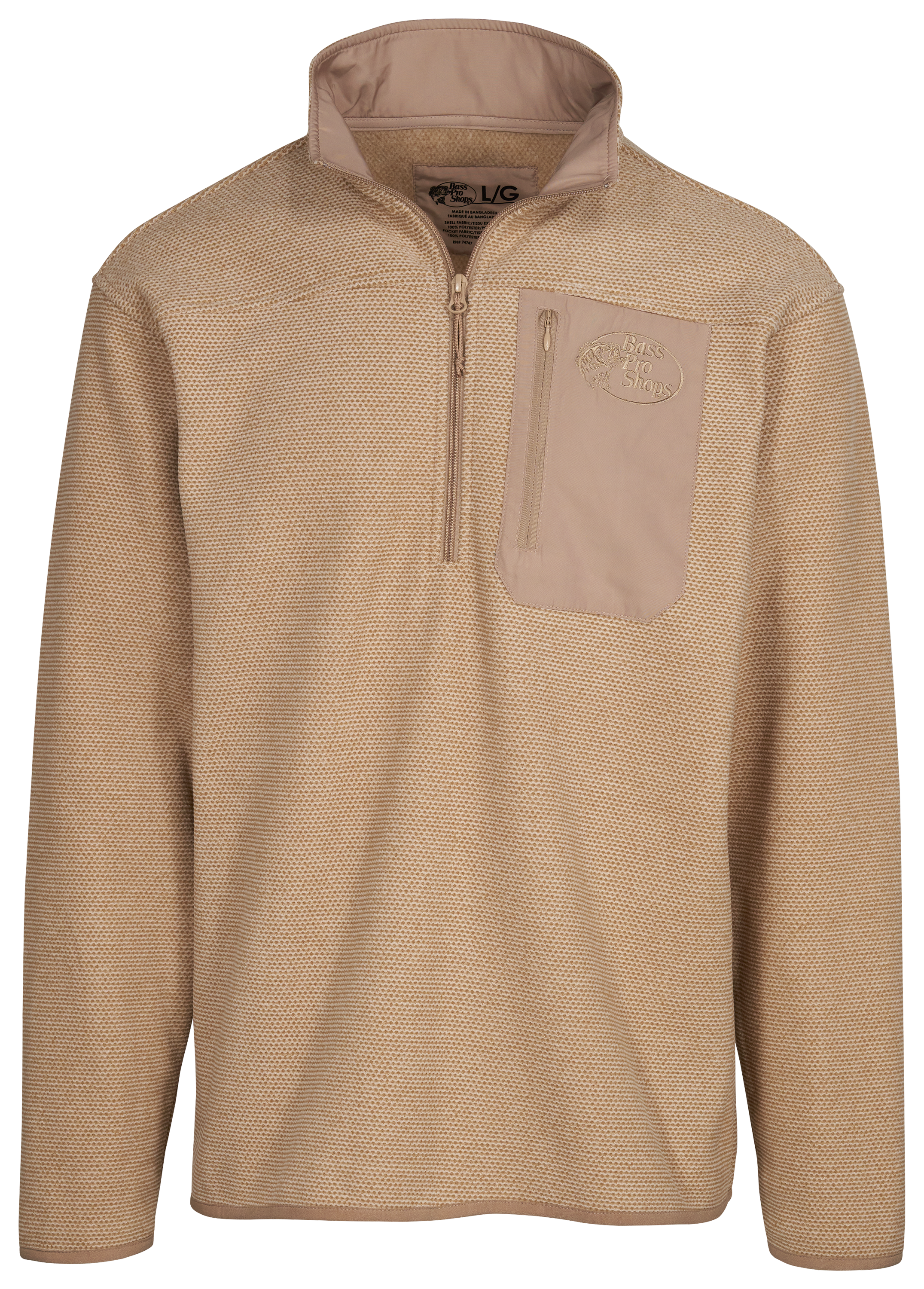 Bass Pro Shops Quarter-Zip Long-Sleeve Pullover for Men - Oatmeal