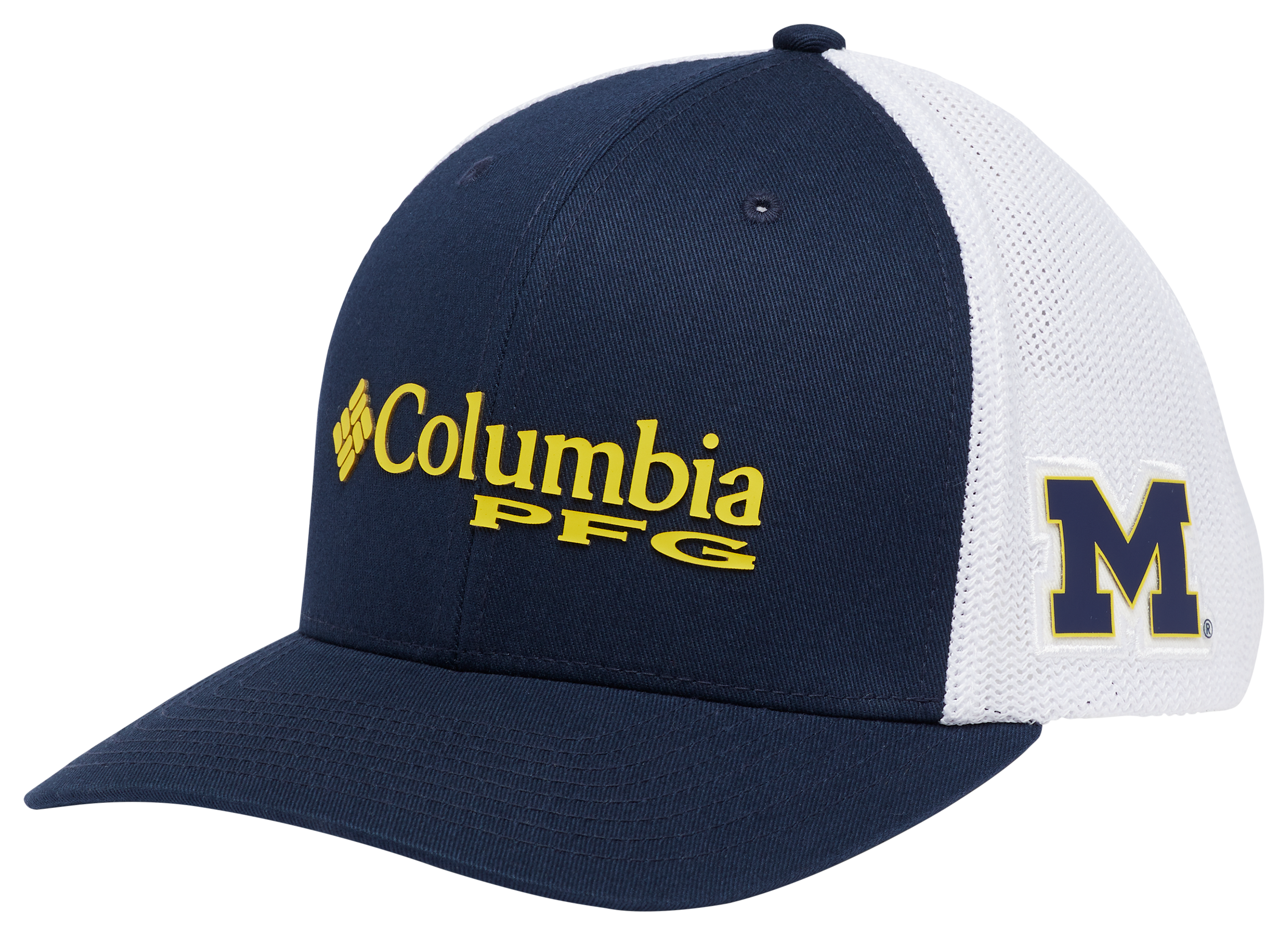 Image of Columbia PFG Mesh Snapback Ball Cap - University of Michigan/Collegiate Navy