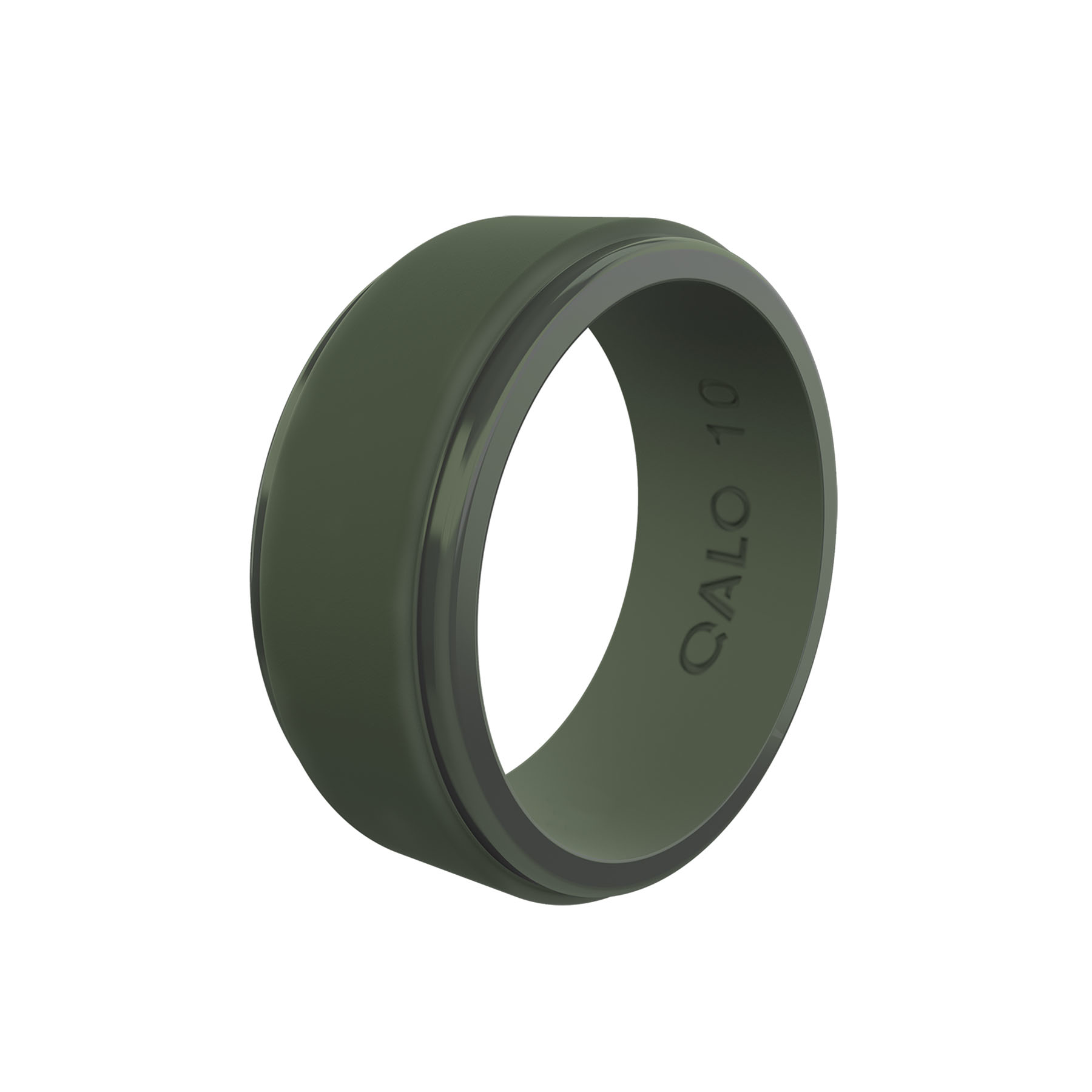 QALO Eva Shockey Polished Step Edge Pine Silicone Ring for Men