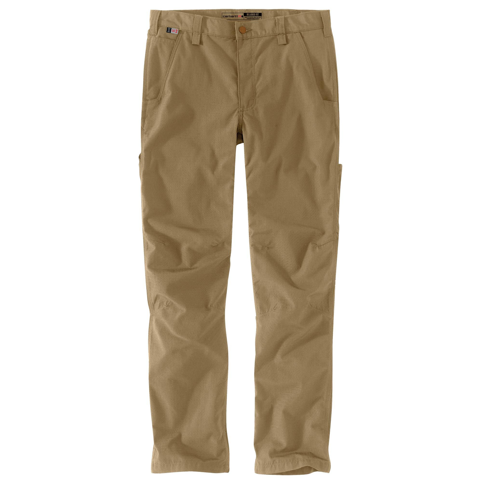 Image of Carhartt Flame-Resistant Force Relaxed-Fit Ripstop Utility Work Pants for Men - Klondike Khaki - 30x30