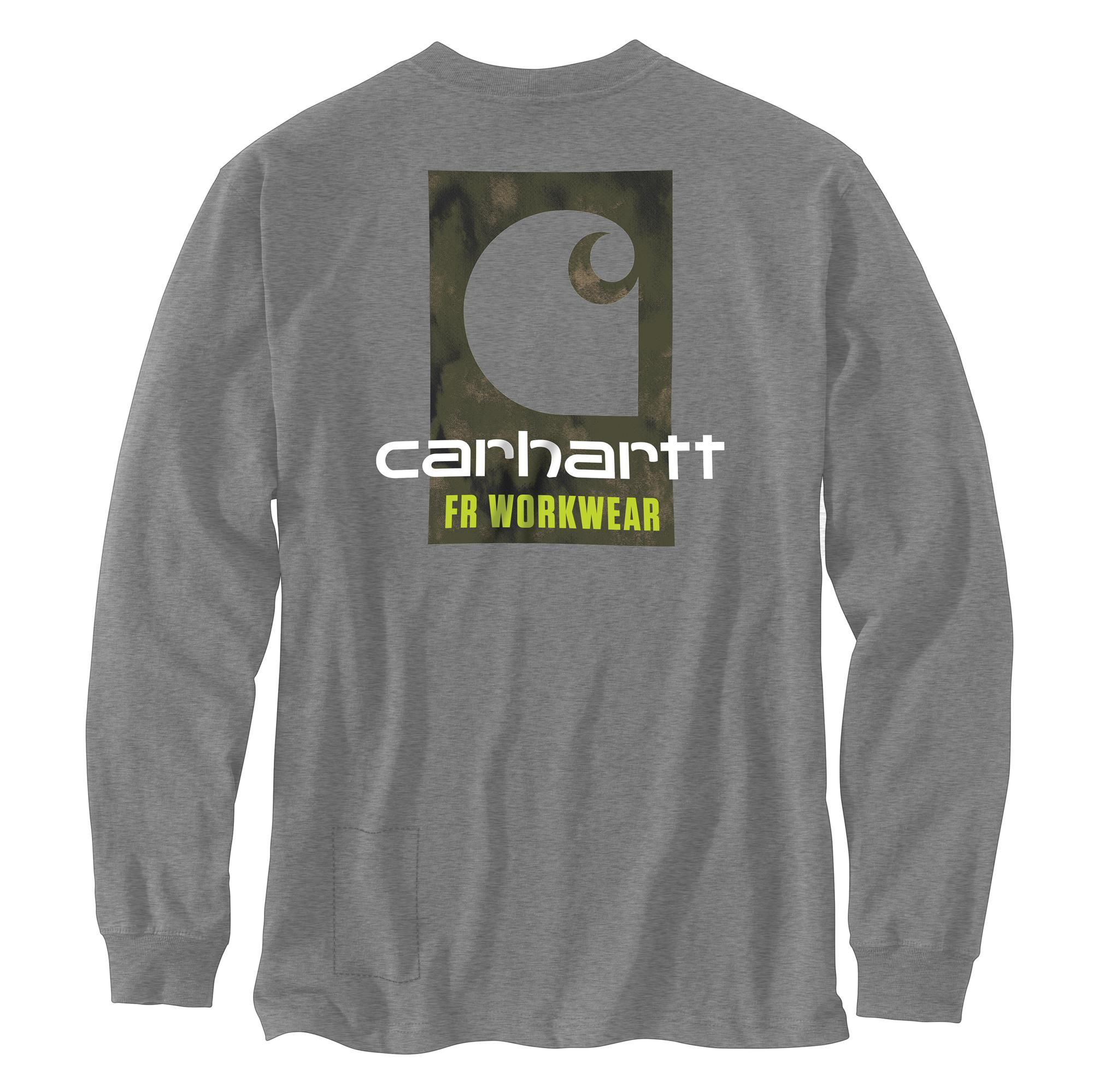 Carhartt Force Loose-Fit Lightweight Flame-Resistant C Graphic Long-Sleeve T-Shirt for Men - Granite Heather - 3XL