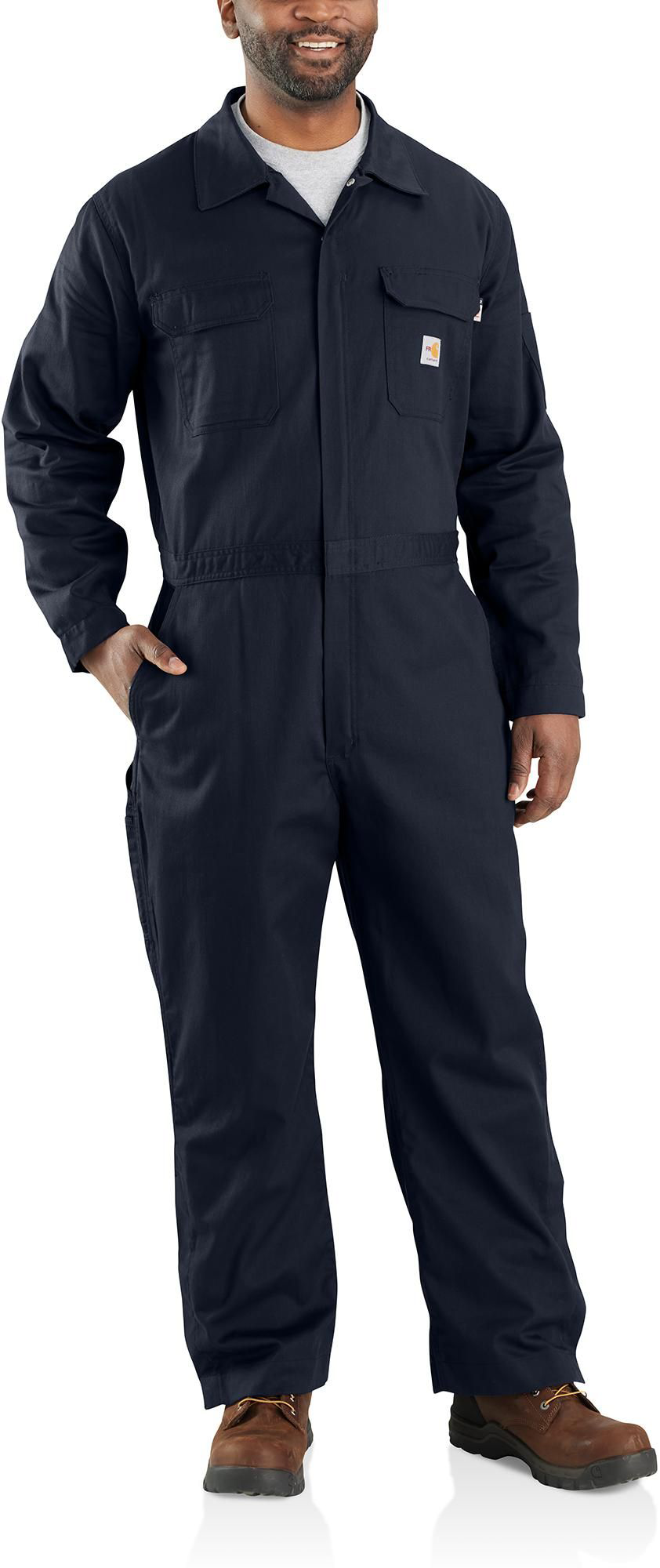 Image of Carhartt Flame-Resistant Loose-Fit Twill Coveralls for Men - Dark Navy