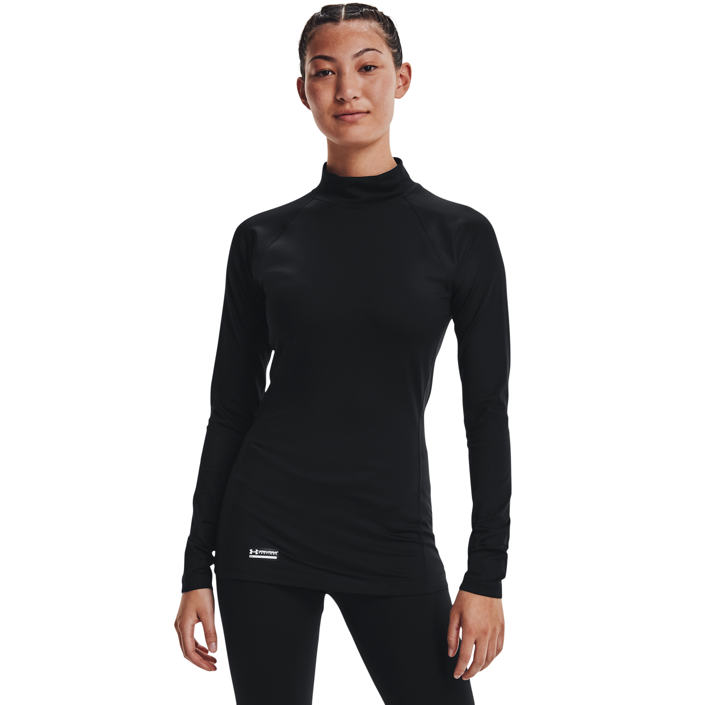 Image of Under Armour UA Tactical ColdGear Infrared Base Mock Neck Long-Sleeve Shirt for Ladies - Black - L