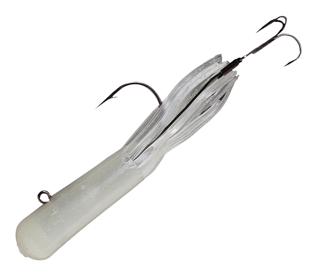 JB Lures Rigged Lake Trout Tube - Glow - 4″, 1/2 oz.