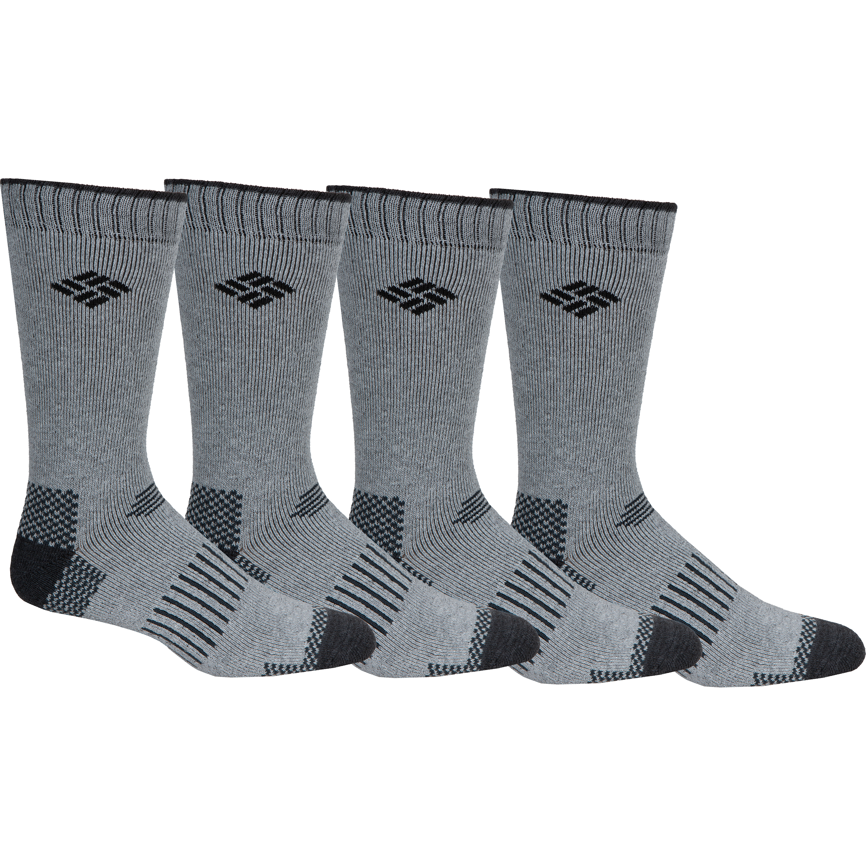Crew Socks Columbia Moisture Control, pacote com 4, masculinas, pretas e cinza - Meia Esportiva