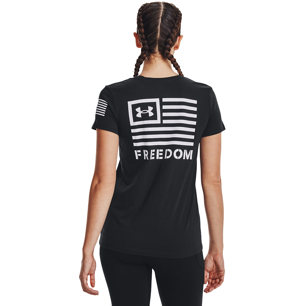 Image of Under Armour Freedom Banner Short-Sleeve T-Shirt for Ladies - Black/White - M