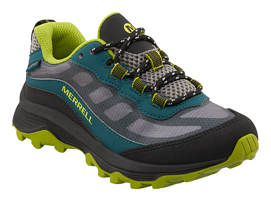 Image of Merrell Moab Speed Low Waterproof Hiking Shoes for Kids - Deep Green/Black - 3 Kids