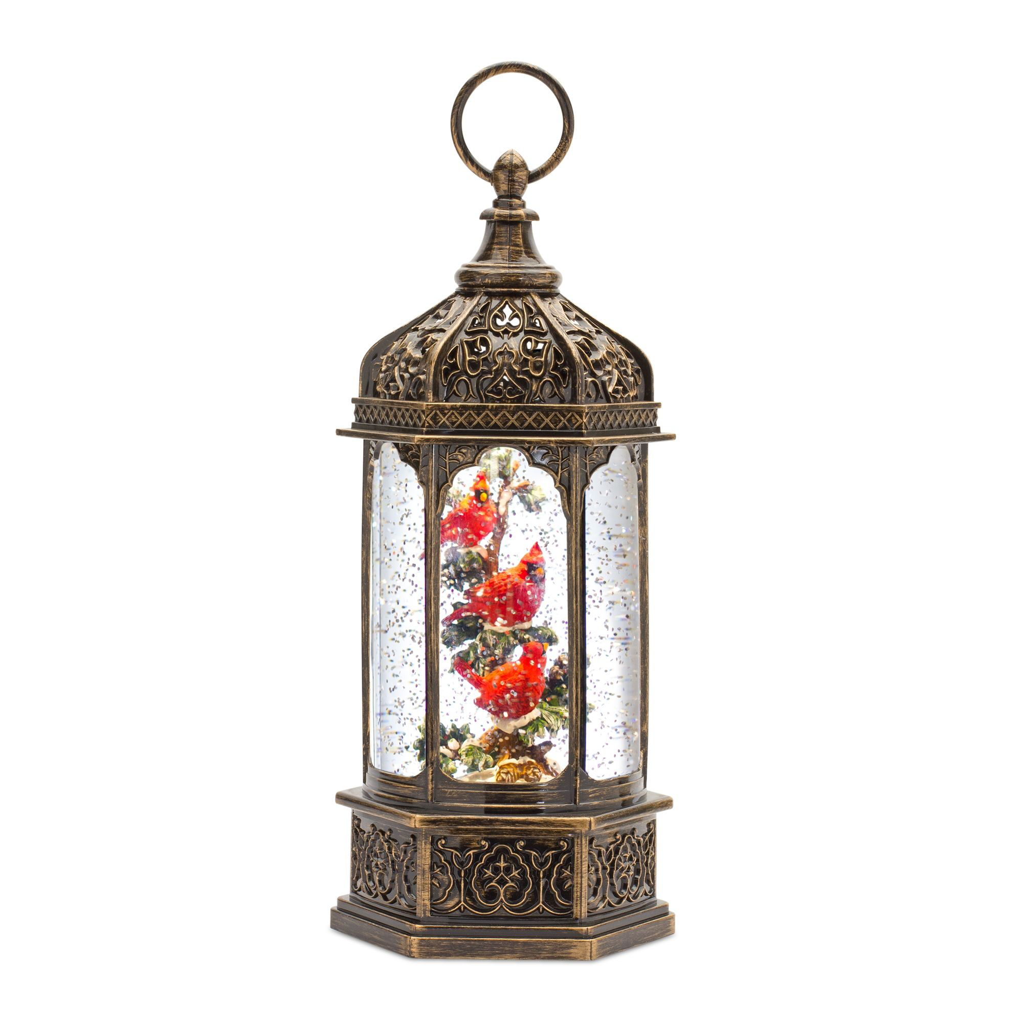 Image of Melrose International Cardinals Lantern Shaped Snow Globe