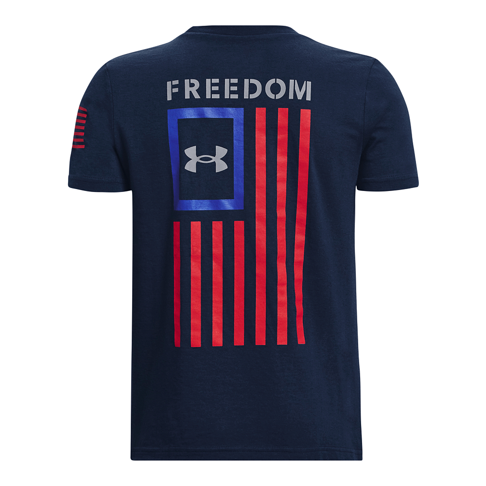 Under Armour Freedom Short-Sleeve T-Shirt for Kids - Academy/Steel/Red - XS