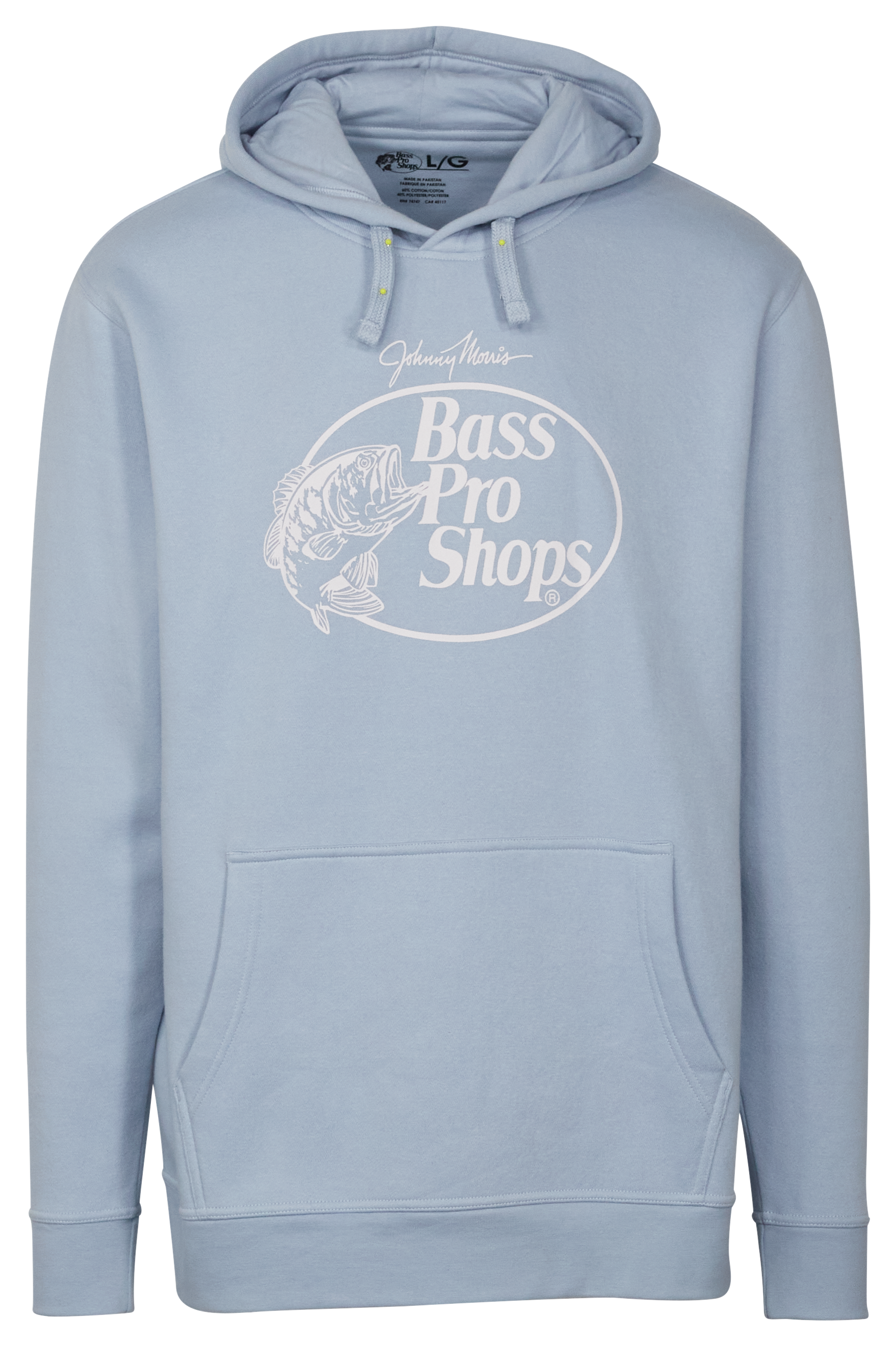 Bass Pro Shops Grey Hooded Sweatshirt Fishing Fleece Hoodie Medium Pockets