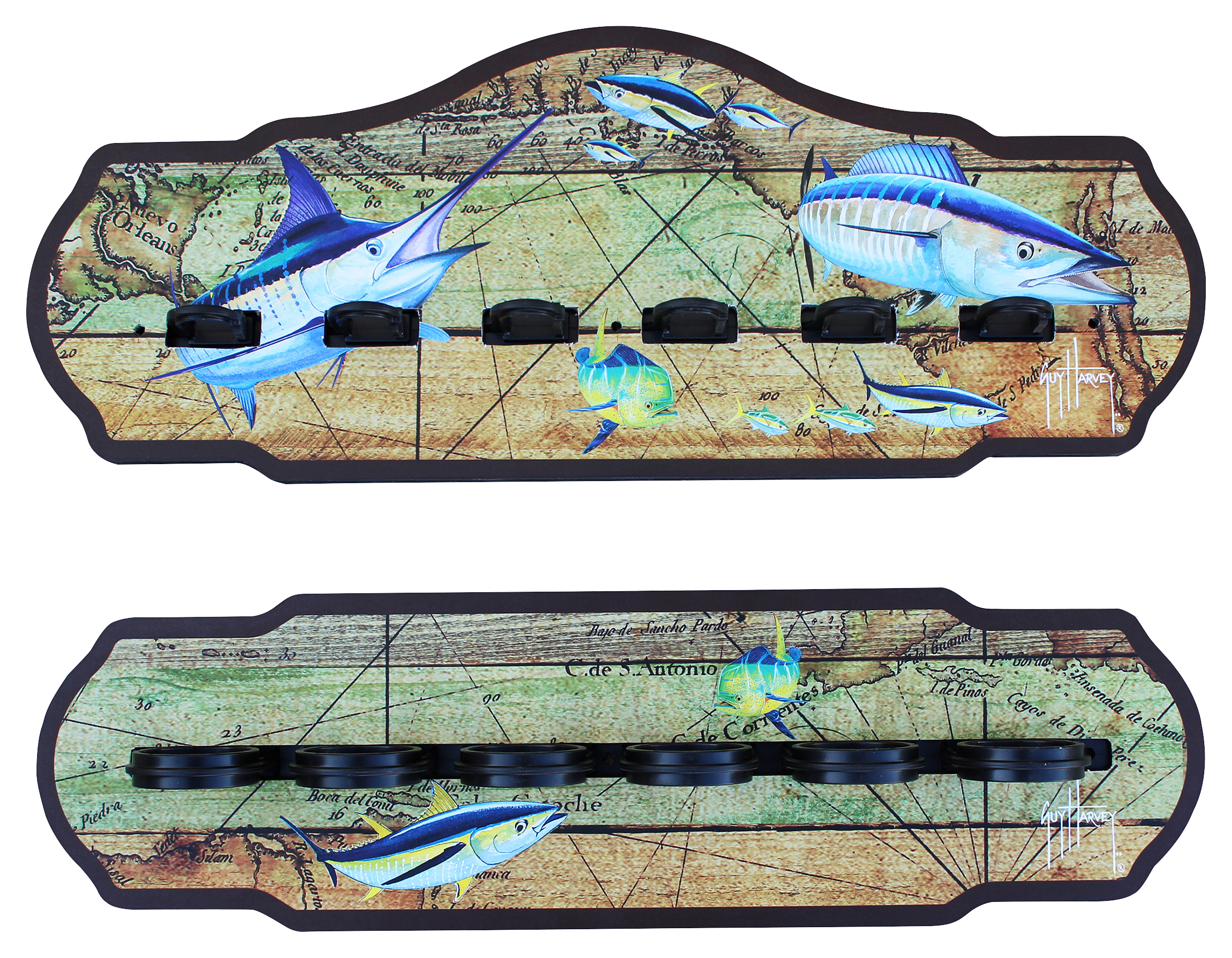 Image of Rush Creek Creations Guy Harvey 6-Rod Storage Rack - Map