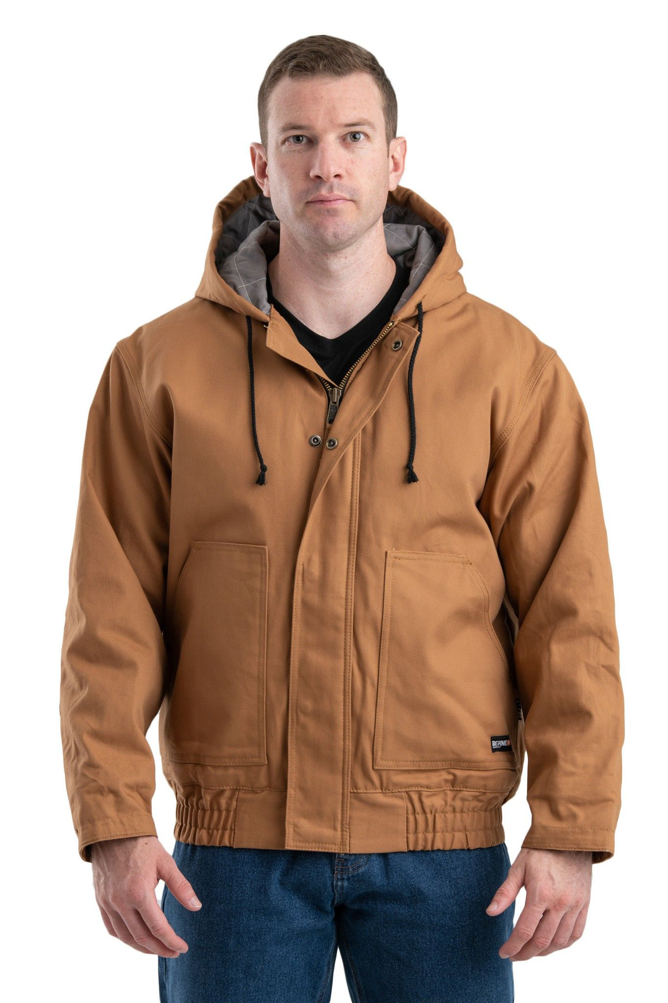 Image of Berne Flame-Resistant Duck Hooded Jacket for Men - Brown Duck - 3XLT