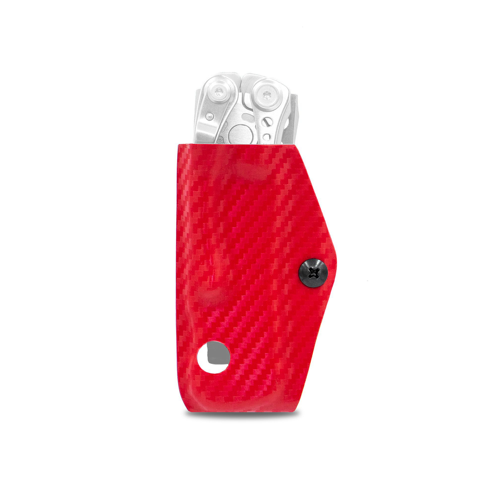 Image of Clip & Carry Kydex Sheath for the Leatherman Skeletool - Carbon Fiber Red