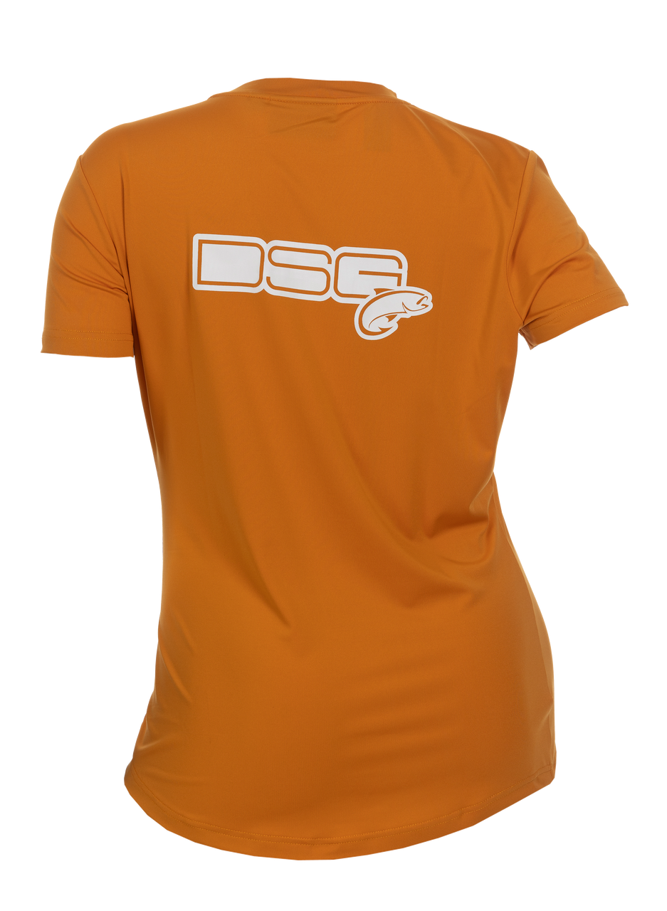 Image of DSG Outerwear Fitted Short-Sleeve Fishing Shirt for Ladies - Candied Orange - 3XL