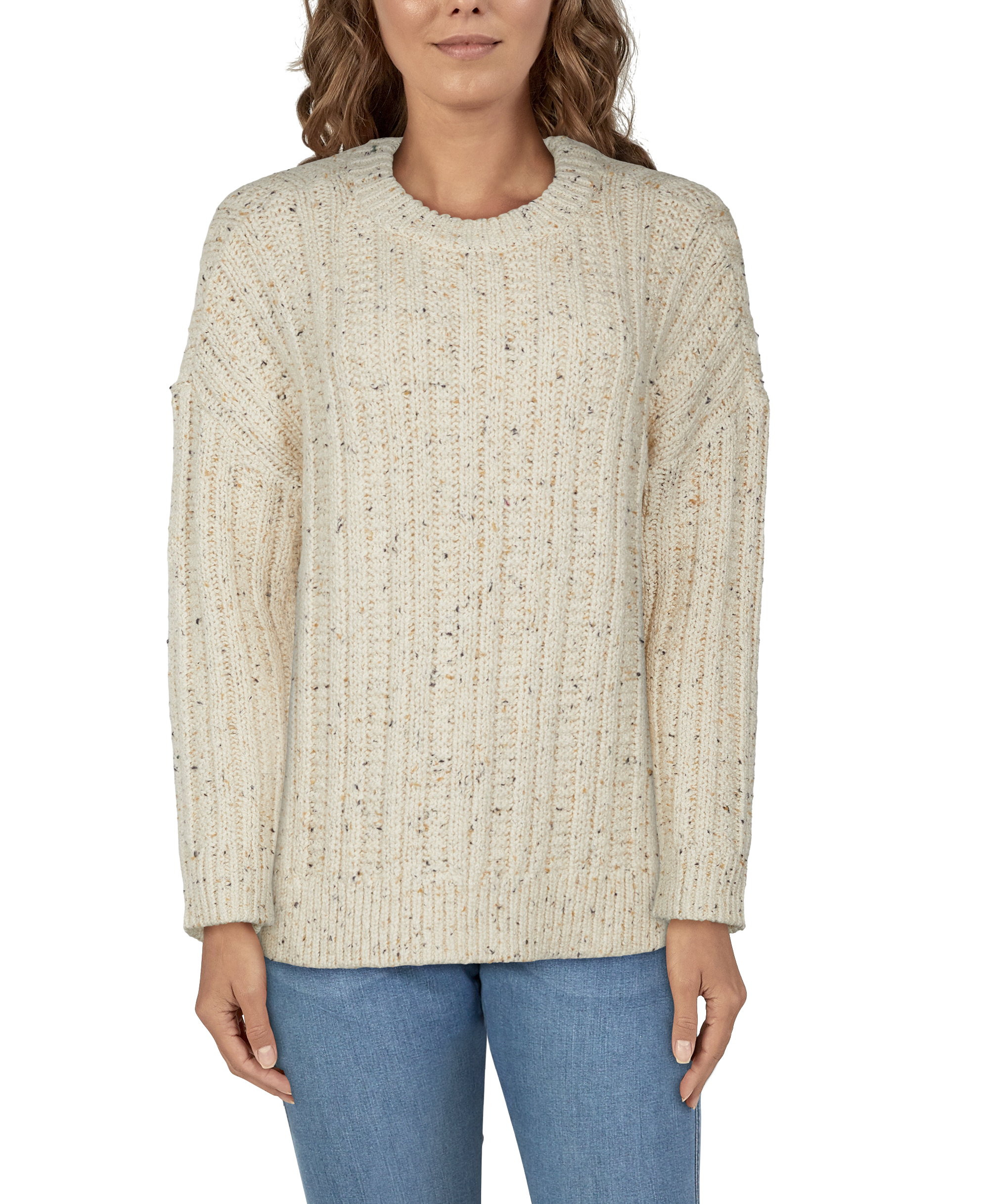 NATURAL REFLECTIONS Marled Crew-Neck Sweater