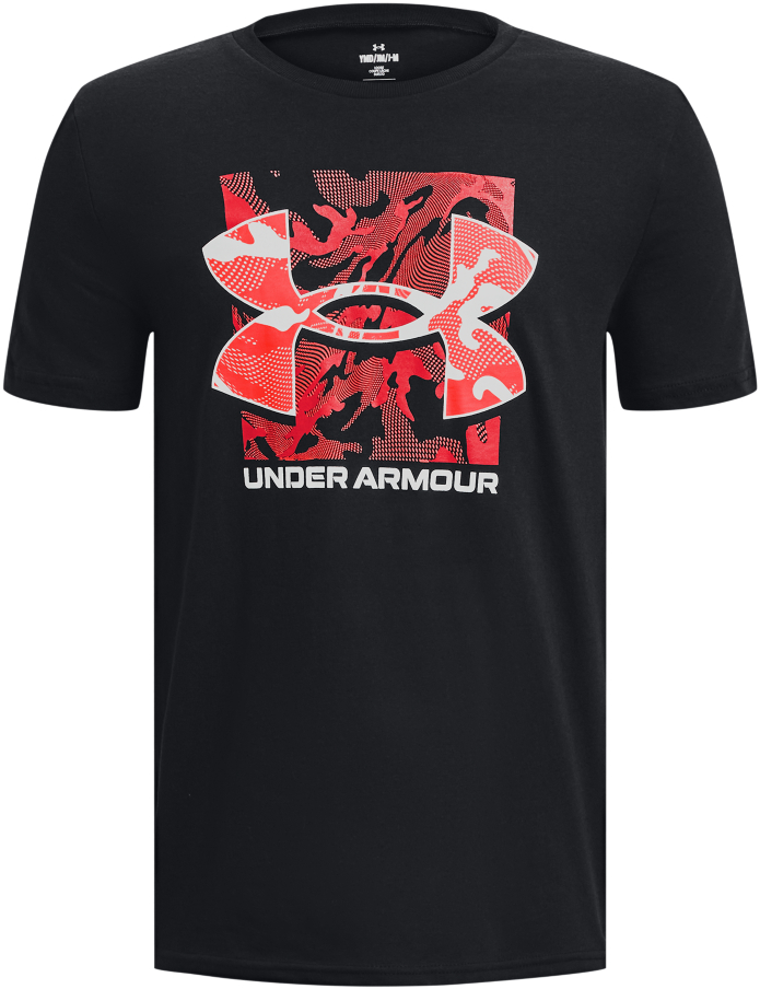 Image of Under Armour Box Logo Camo Short-Sleeve T-Shirt for Kids - Black/White - L