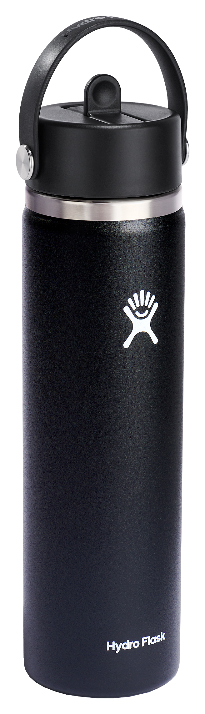 Image of Hydro Flask Wide Mouth Insulated Travel Bottle with Straw Cap - Black - 24 oz.