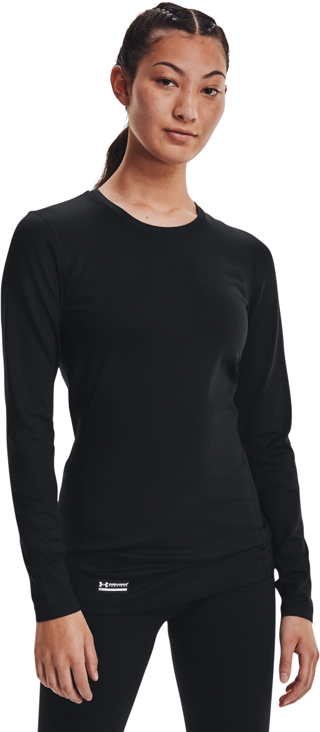 Image of Under Armour UA Tactical ColdGear Infrared Base Crew-Neck Long-Sleeve Shirt for Ladies - Black - S