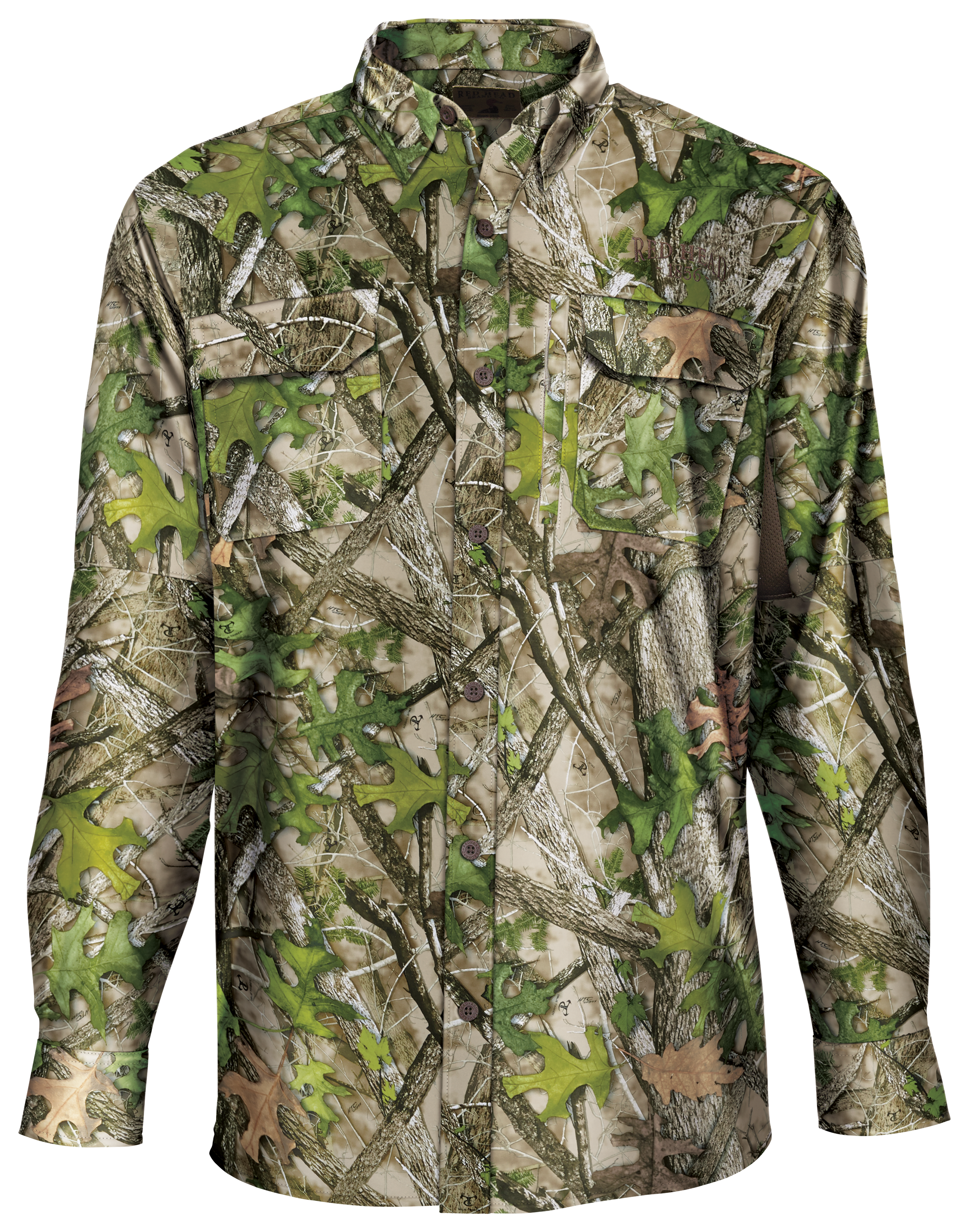 RedHead Tec-Lite Woven Long-Sleeve Button-Down Shirt with Insect Shield for Men - TrueTimber HTC Green - M