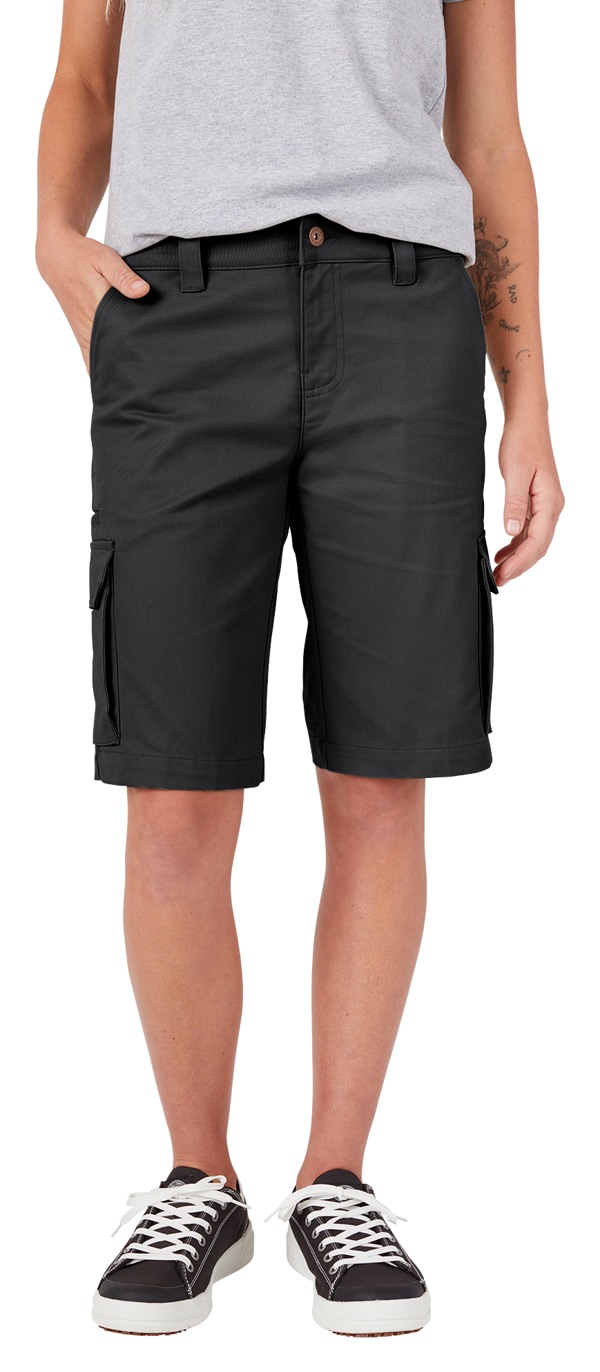 Image of Dickies Relaxed Fit Stretch 11'' Cargo Shorts for Ladies - Black - 14