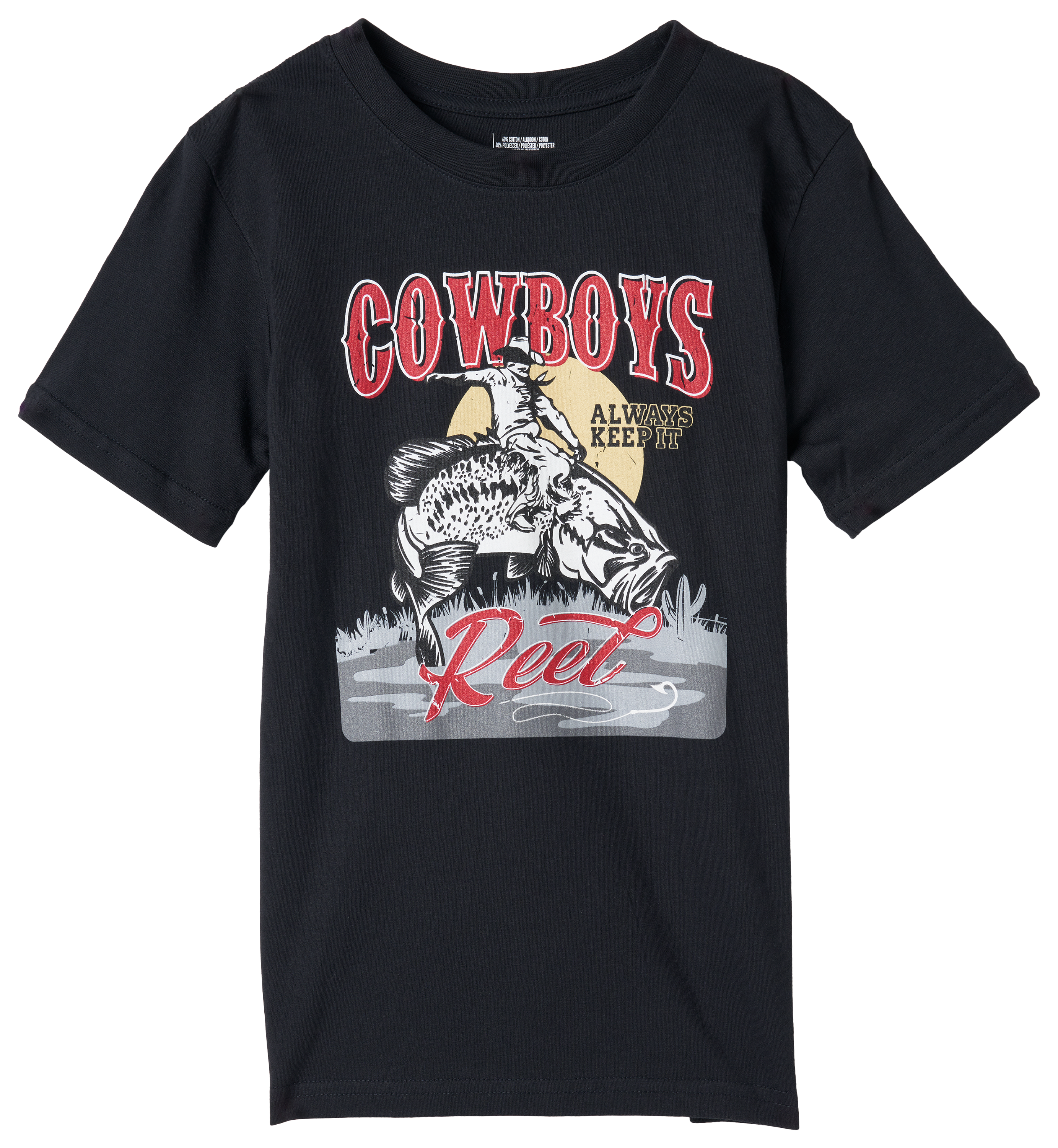 Image of Bass Pro Shops Cowboys Keep It Reel Short-Sleeve T-Shirt for Kids - Black - S