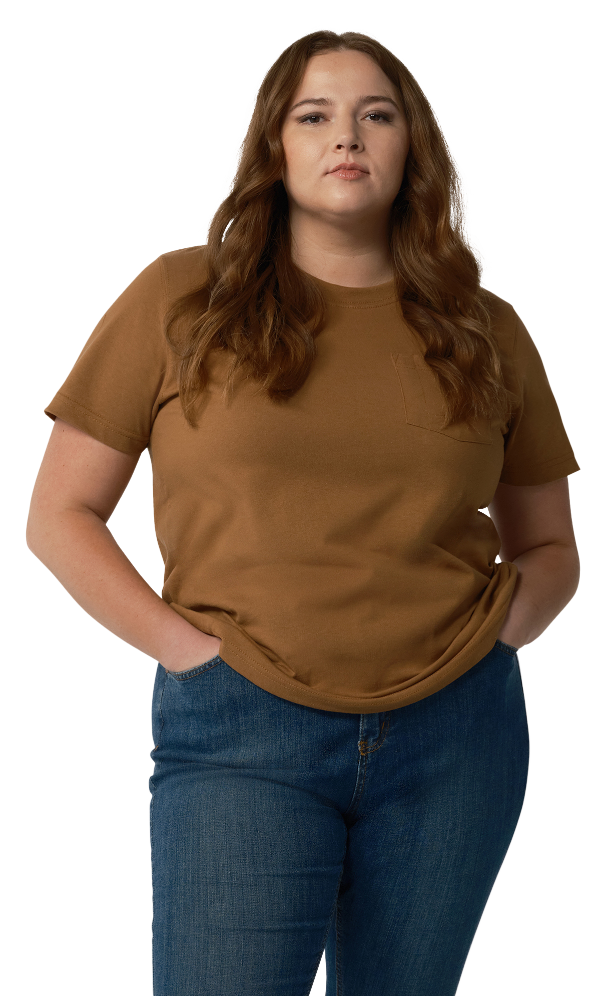 Image of Dickies Heavyweight Logo Pocket Short-Sleeve T-Shirt for Ladies - Brown Duck