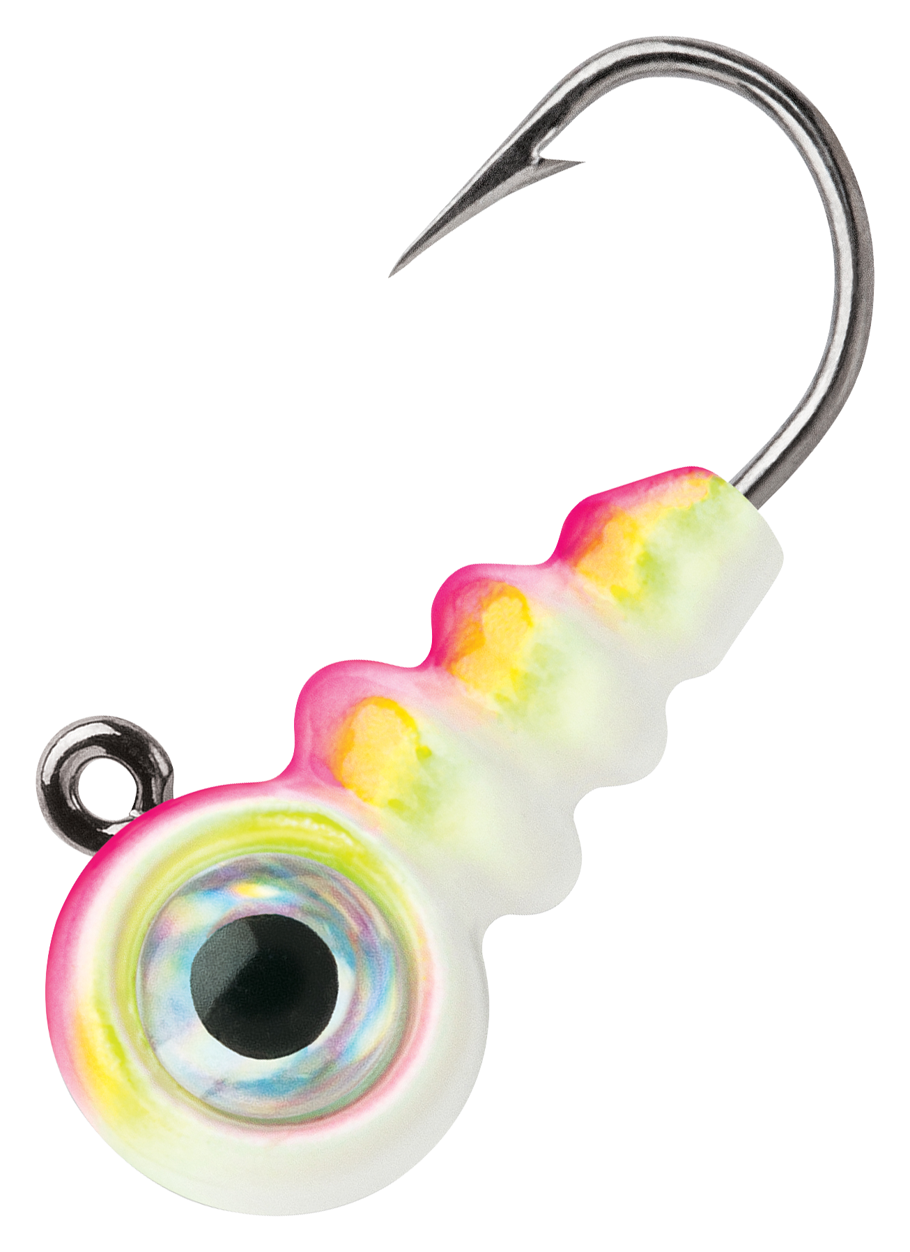 Image of VMC Tungsten Larv Eye Jig - Pink Chartreuse Glow - #10 1/16 oz.